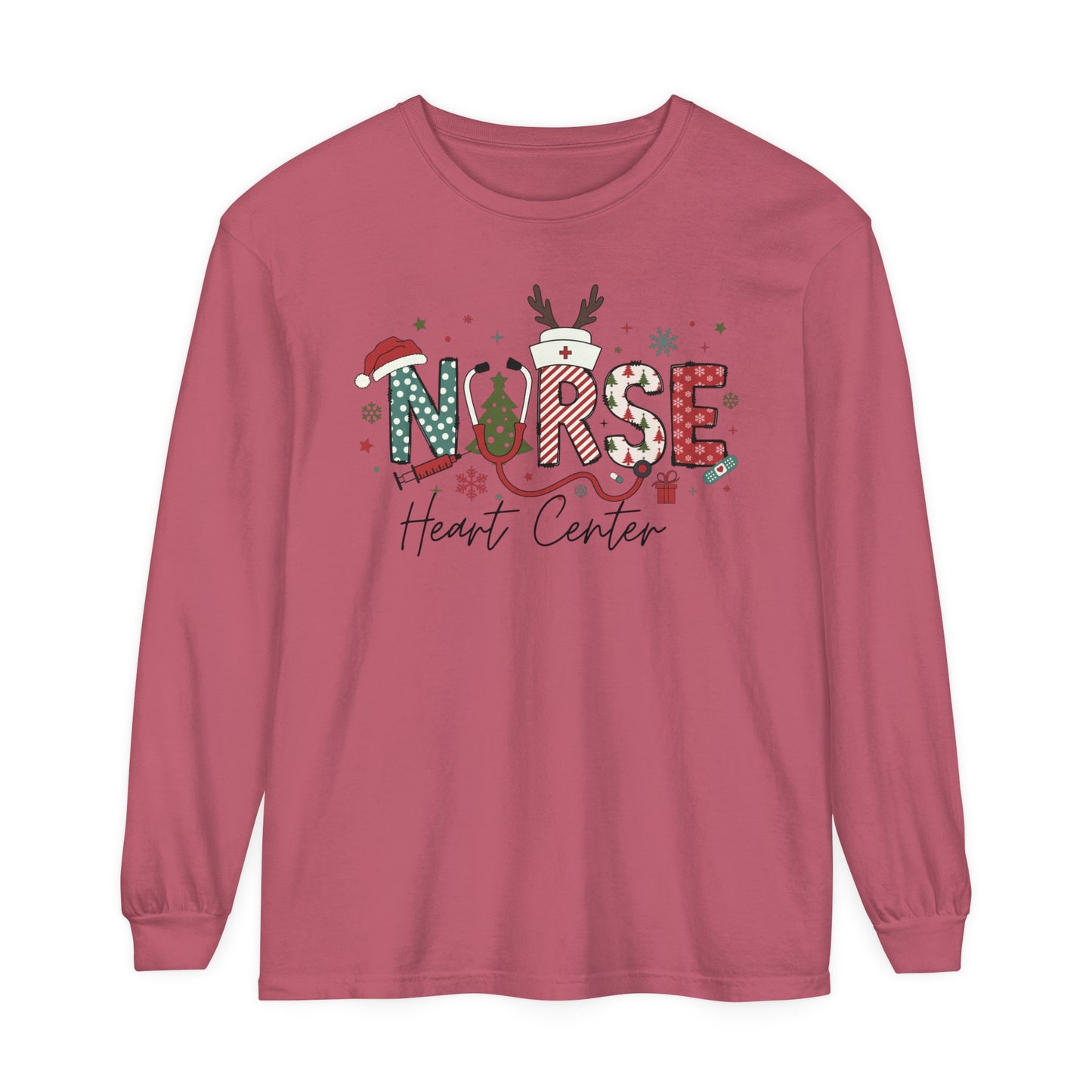 Heart center  Christmas sweatshirt, Festive shirt,Nurse Christmas Long Sleeve, comfort colors, perfect for groups!