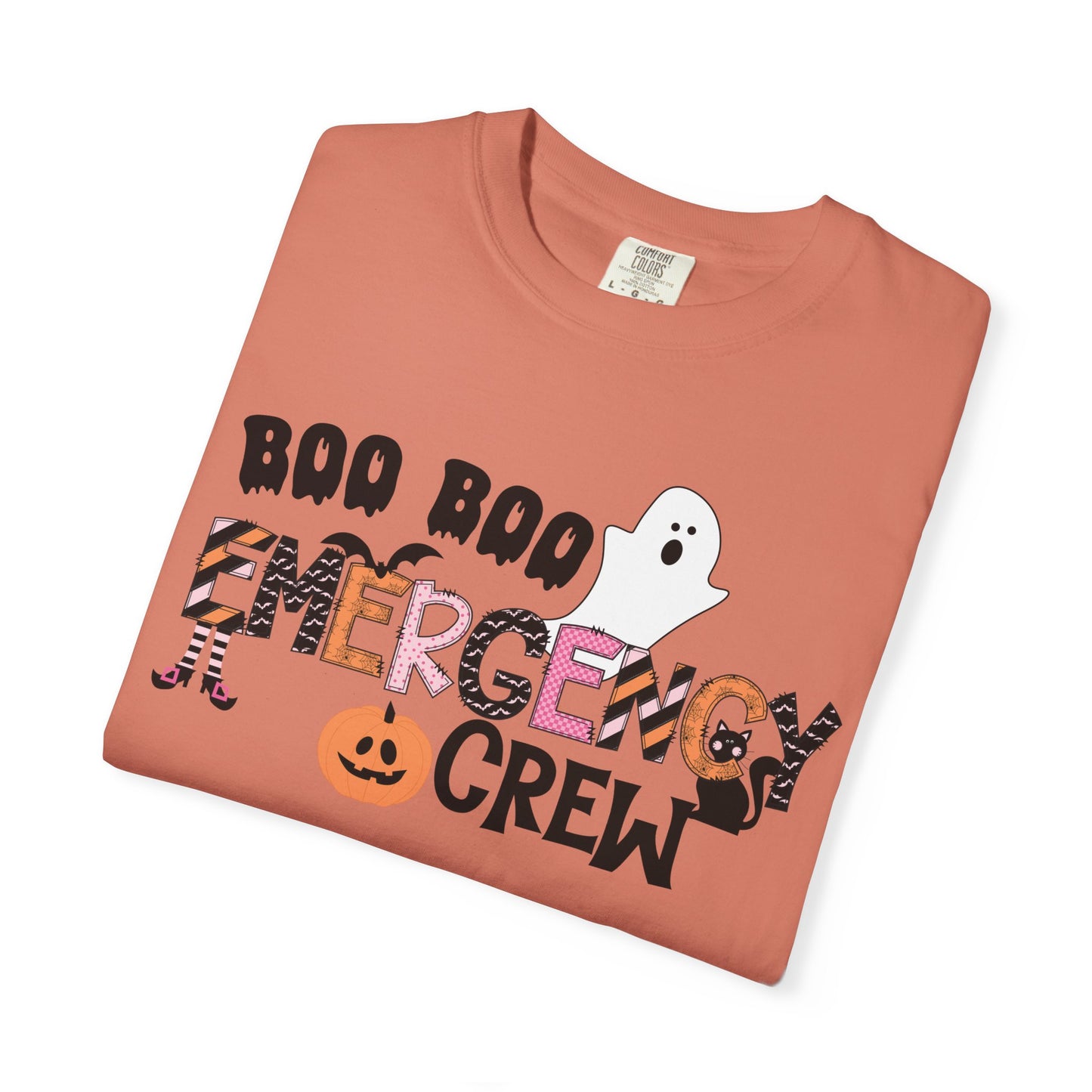 Boo boo crew nurse shirt, emergency nurse, RN Halloween shirt , comfort colors pink and orange ghost shirt, boo,  ER RN, medical shirt