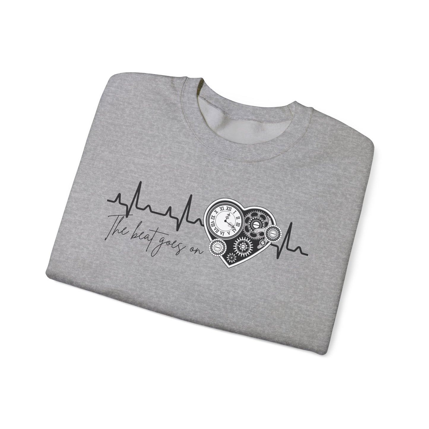 The beat goes on cardiology sweatshirt, cute and cozy mechanical heart gildan sweatshirt