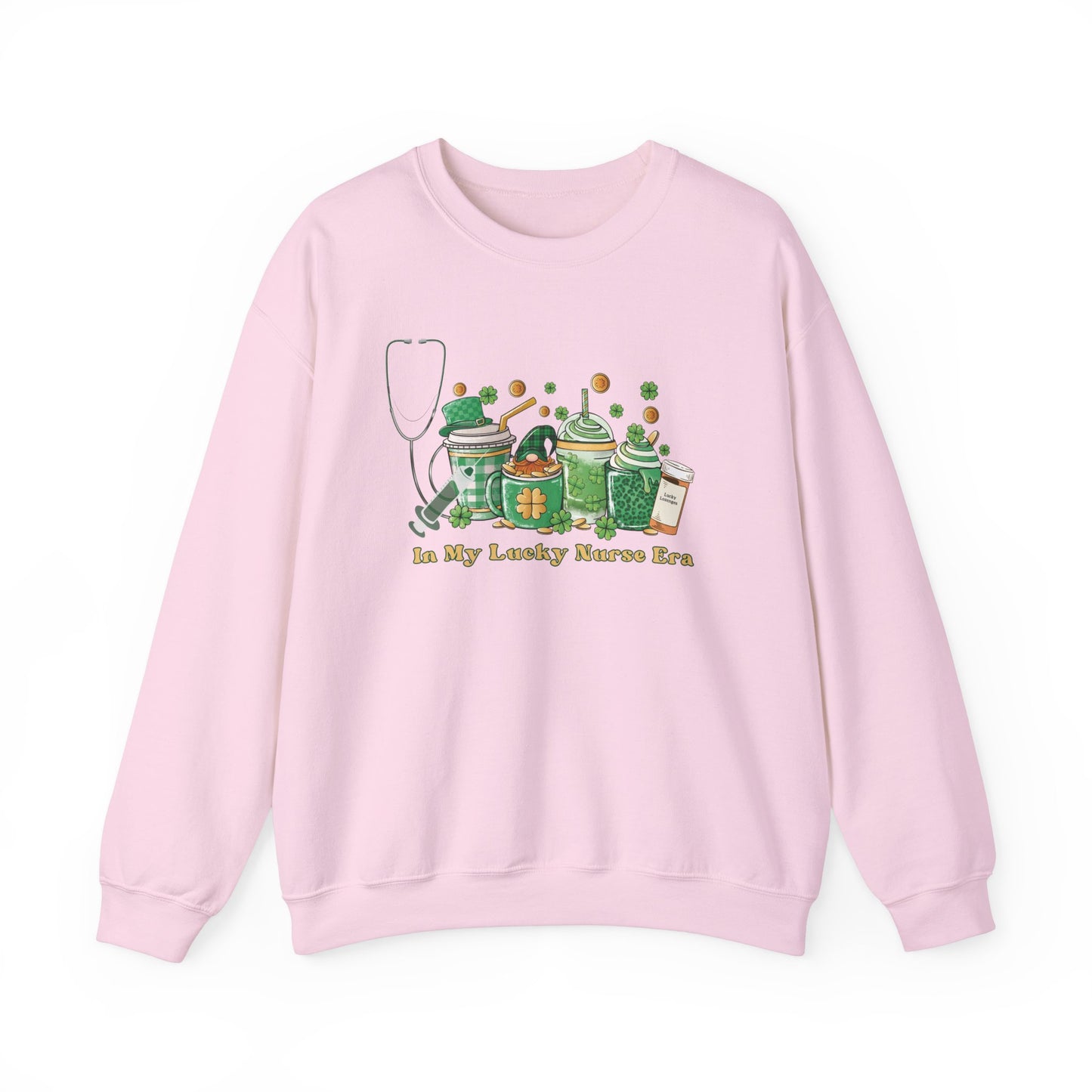 Nurse St. Patricks Sweatshirt , In my lucky Nurse Era, coffee, stethoscope, shots sweatshirt.