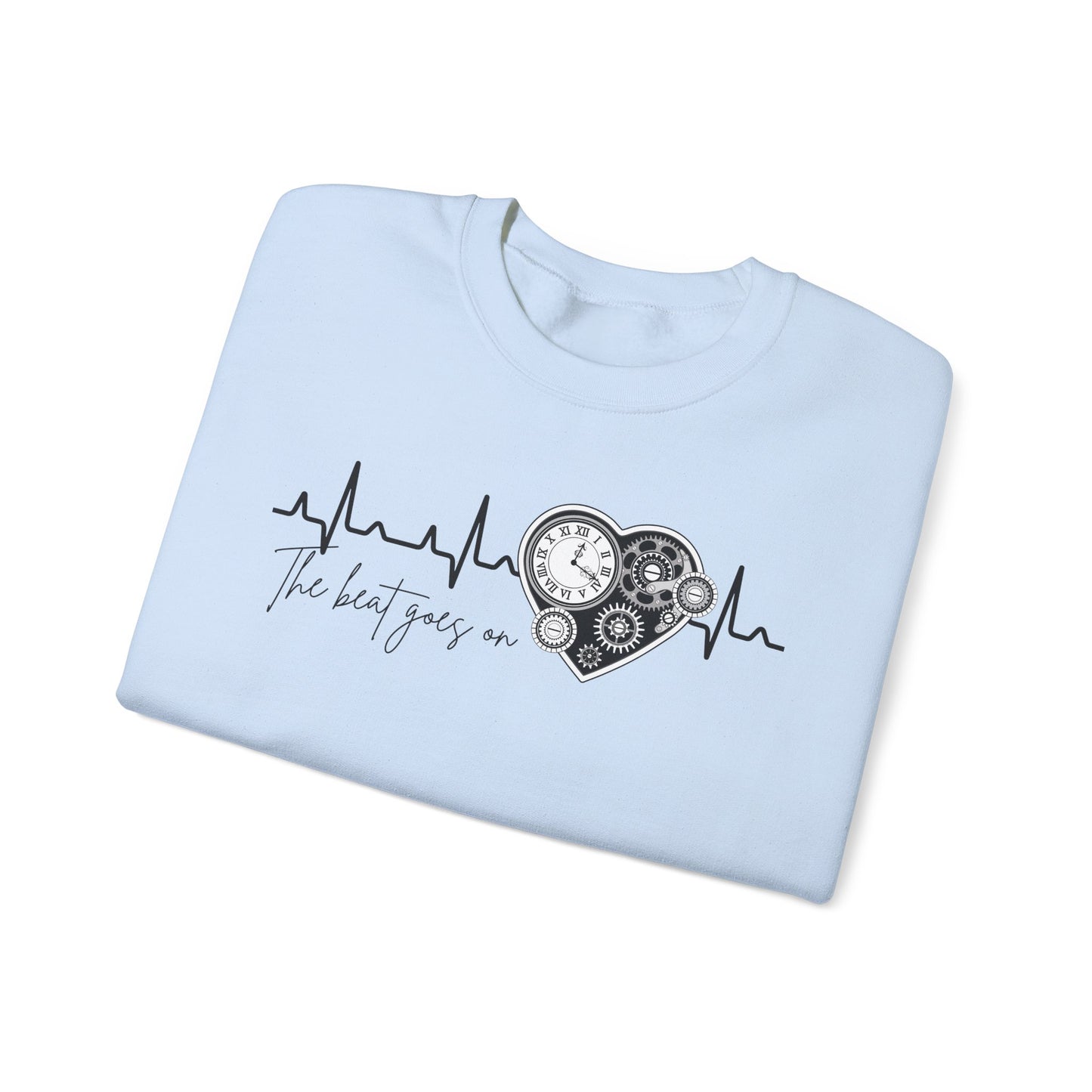 The beat goes on cardiology sweatshirt, cute and cozy mechanical heart gildan sweatshirt