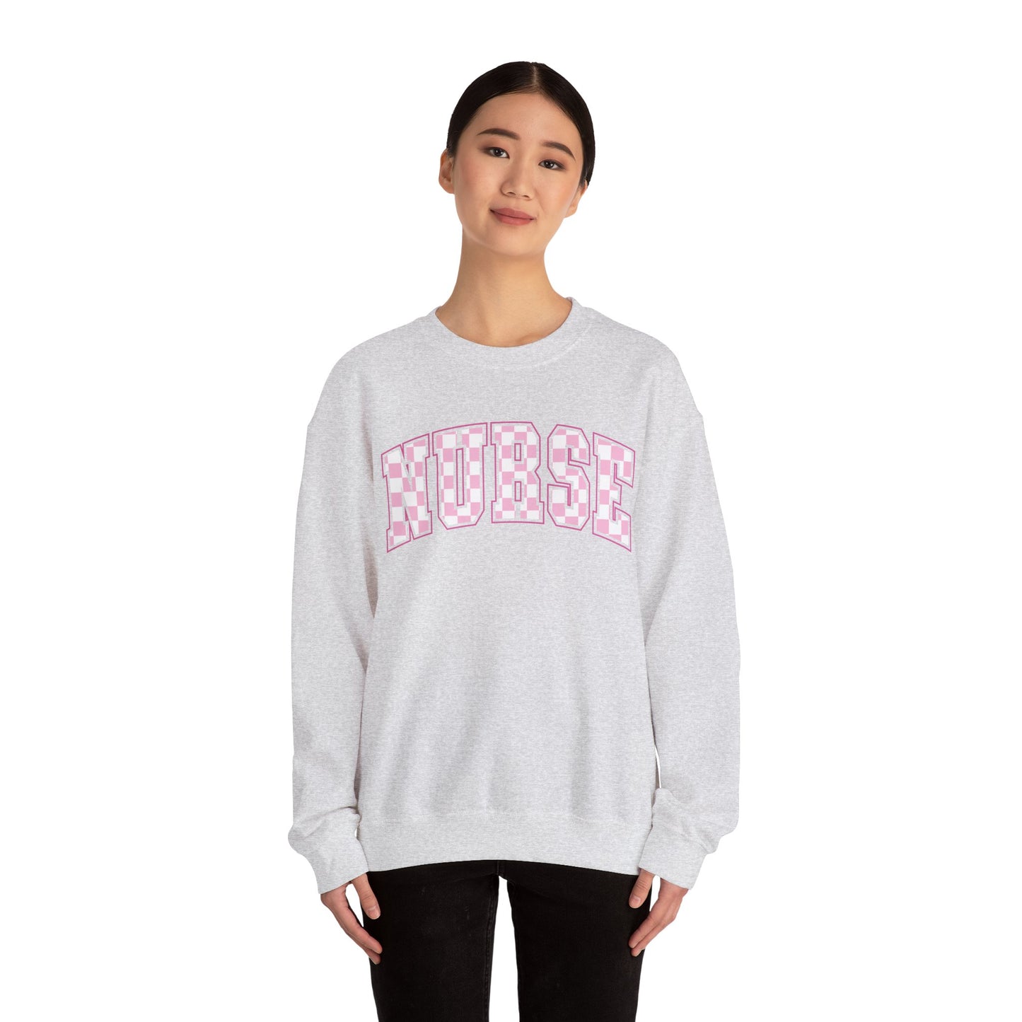 Retro Checkered Pink Nurse Gildan Sweatshirt