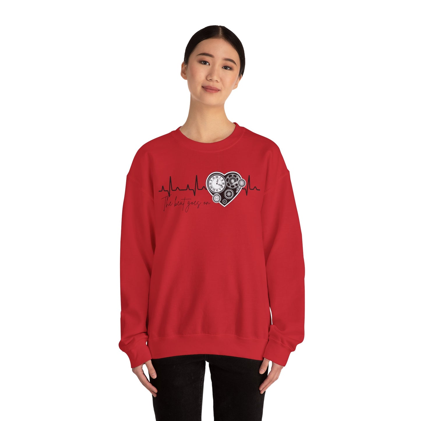The beat goes on cardiology sweatshirt, cute and cozy mechanical heart gildan sweatshirt