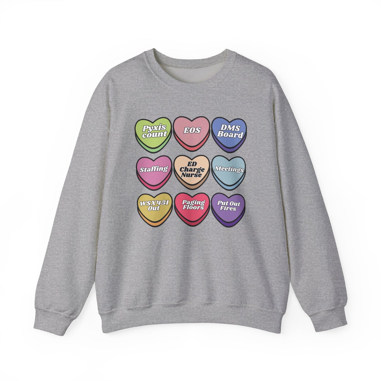 ED Charge Candy heart sweatshirt, perfect for Valentines Day ! Customize for your unit !