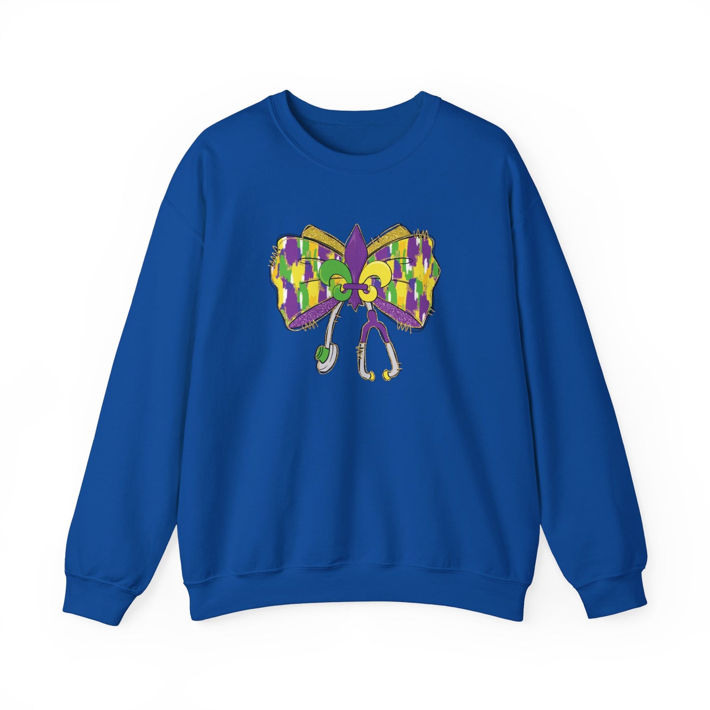 Mardi Gras  colorful bow Nurse Gildan Sweatshirt