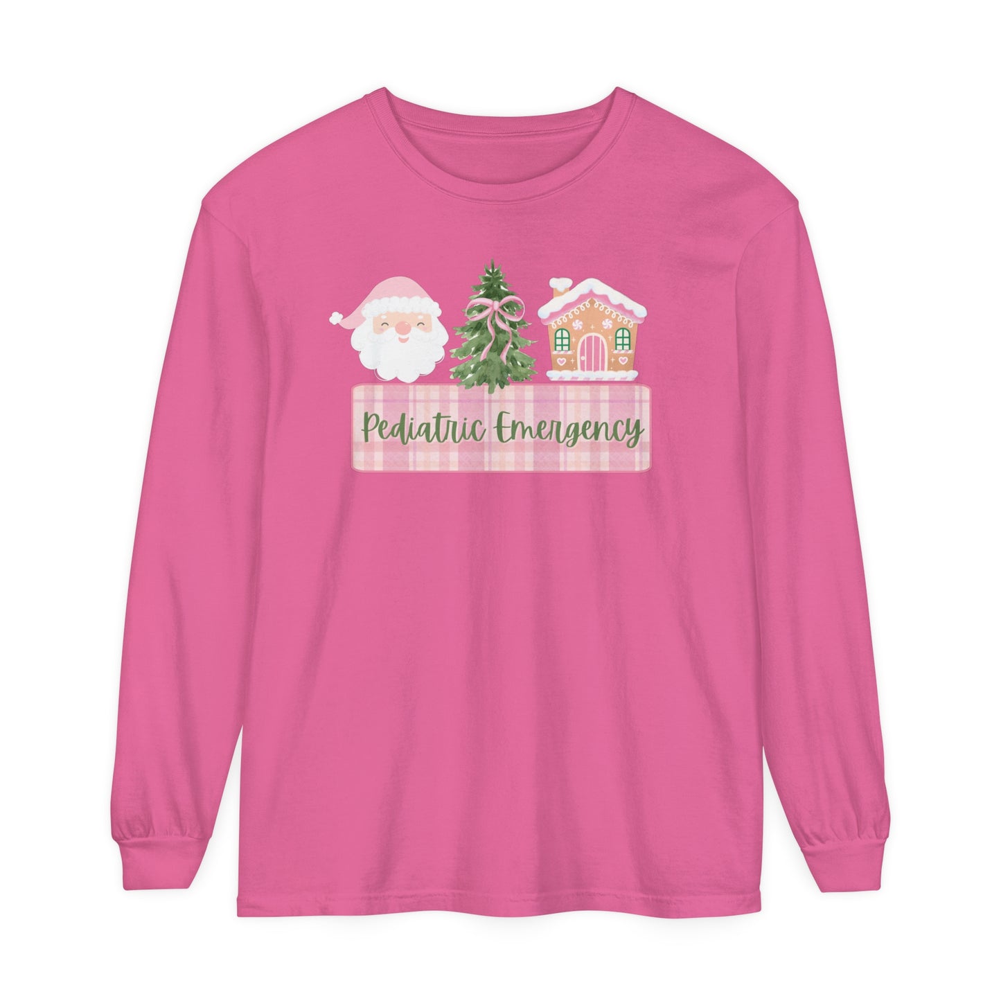 Pediatric Emergency Nurse Christmas Shirt, Comfort Colors Long Sleeve, Pink Christmas Pediatric Nurse, gift for any Peds nurse!