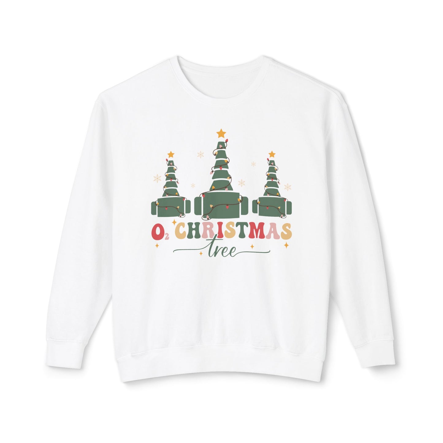 Christmas nurse sweatshirt, comfort colors, gift for nurse,O2 Christmas tree sweatshirt, ICU Nurse, ED Nurse, respiratory therapist