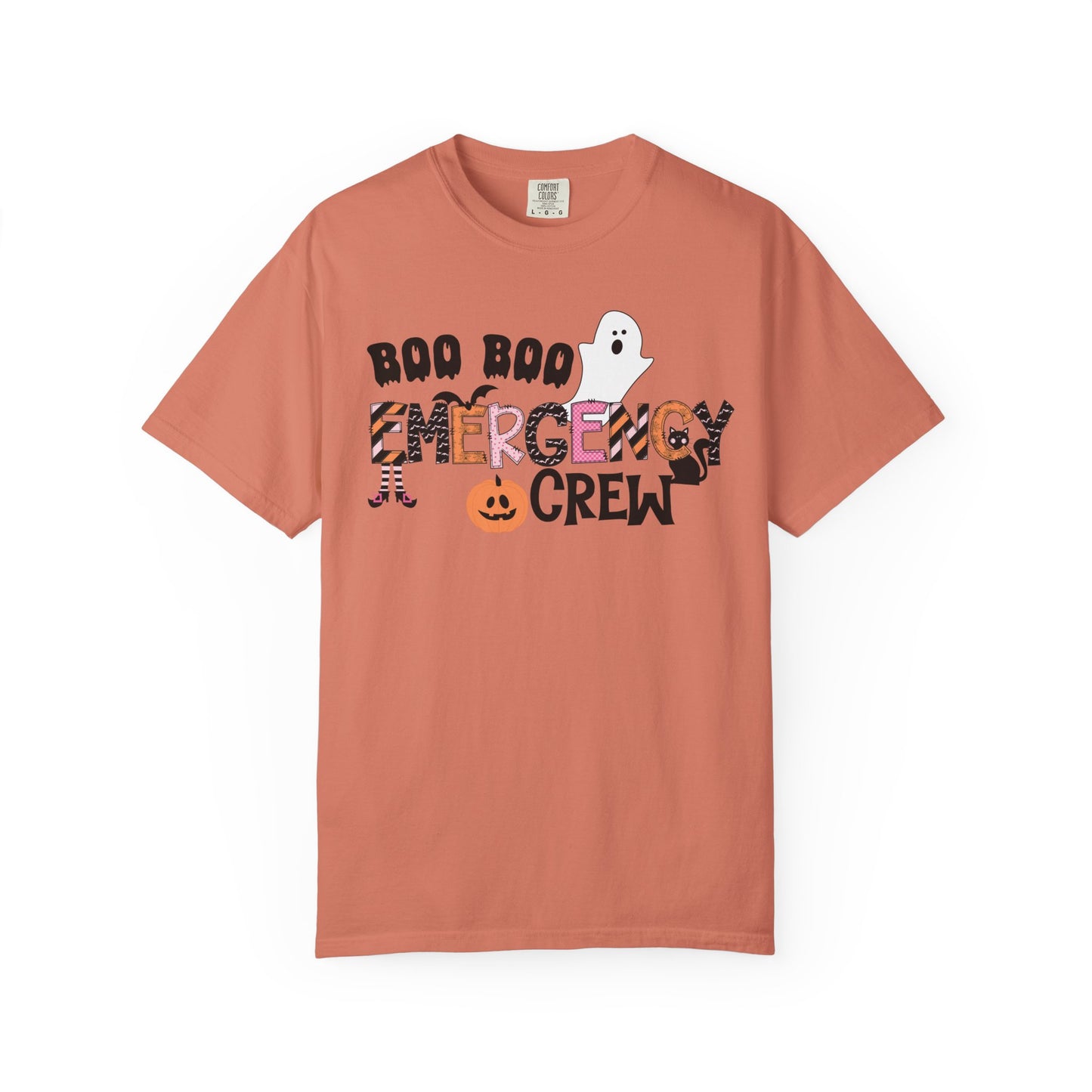 Boo boo crew nurse shirt, emergency nurse, RN Halloween shirt , comfort colors pink and orange ghost shirt, boo,  ER RN, medical shirt