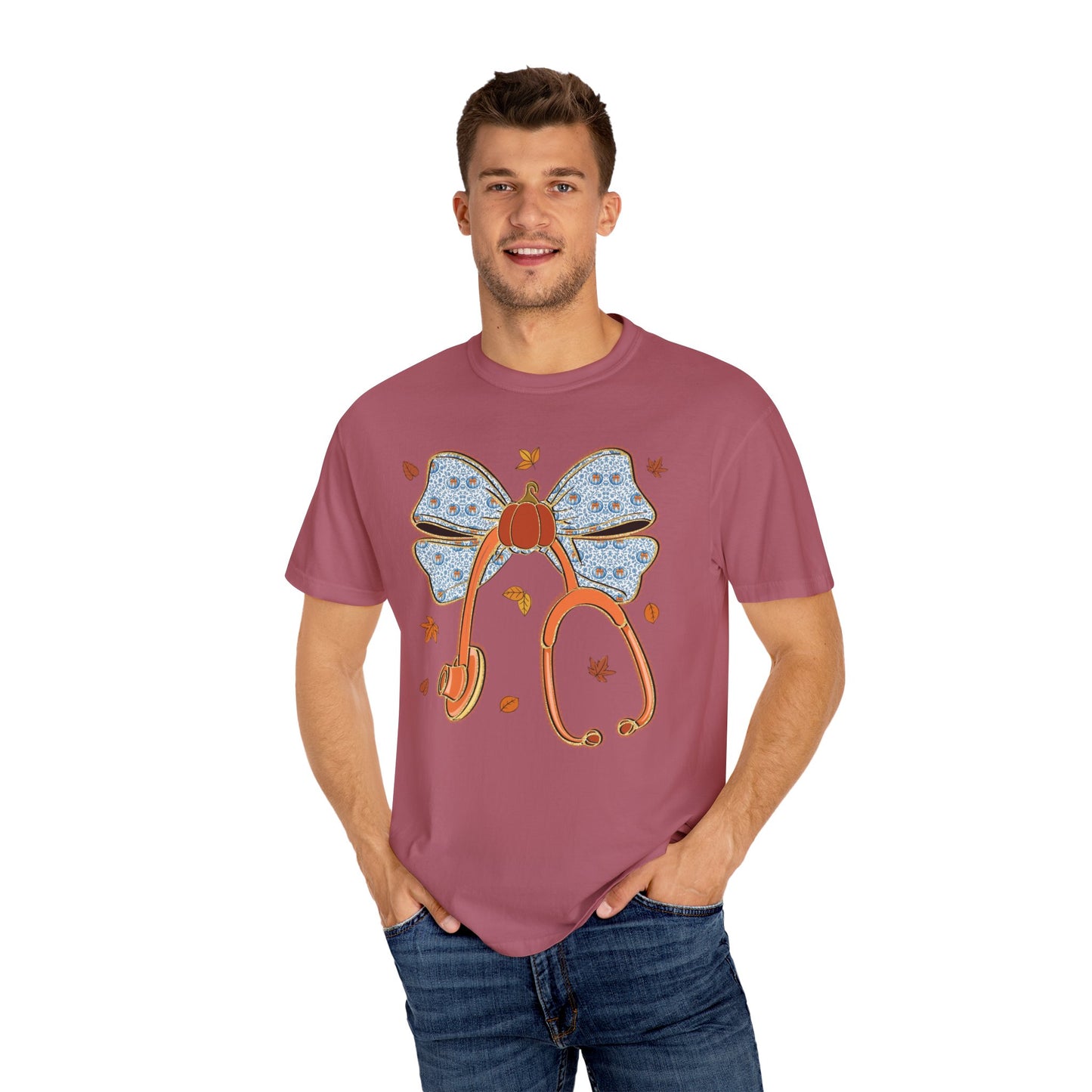 Stethoscope Bow PedsNurse Stethoscope heart, fall shirt, gift for nurse,cute holiday shirt, comfort colors, thanksgiving shirt