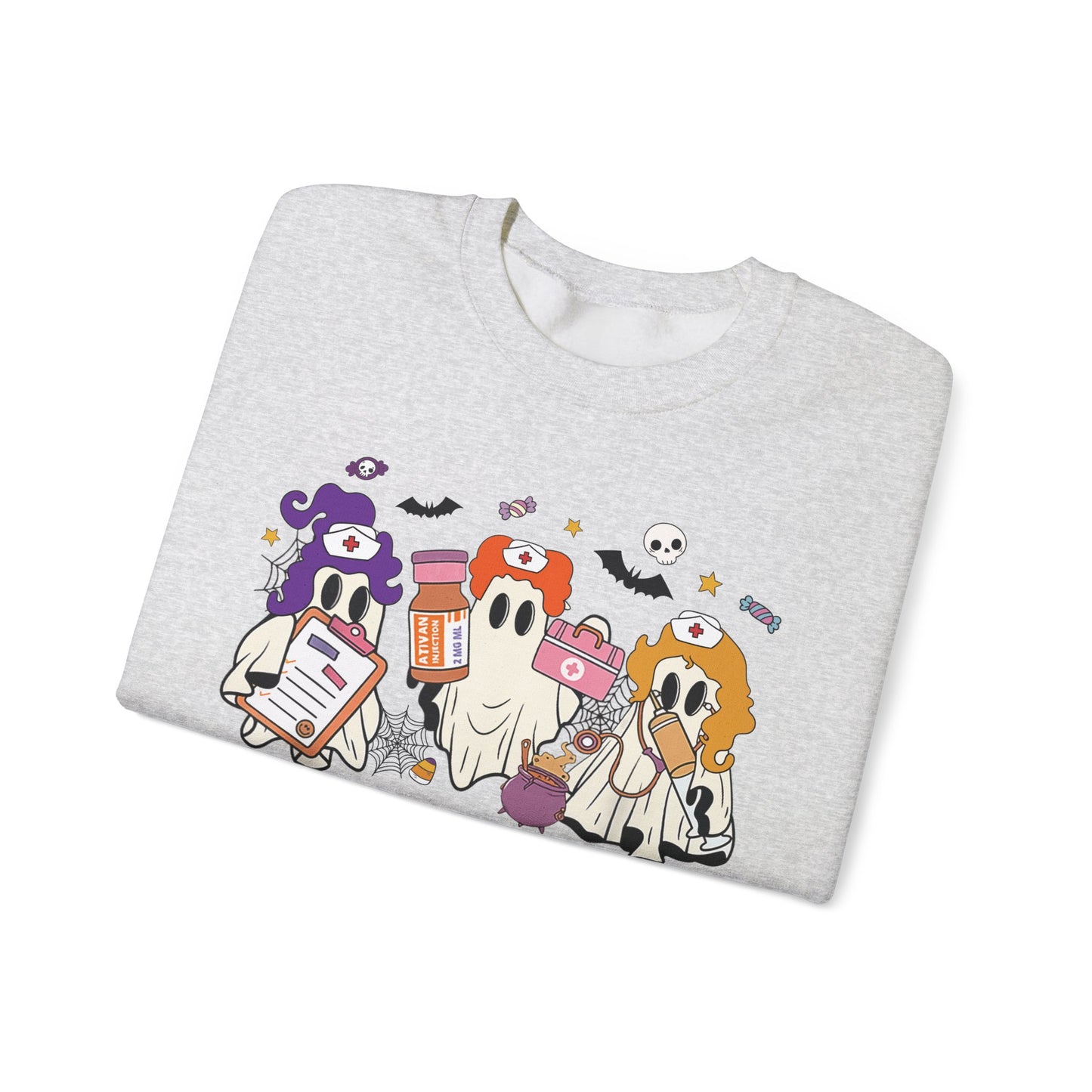 Funny Ghost pediatric nurse sweatshirt, Halloween sweatshirt, spooky season, ER RN, NICU nurse,  Halloween Nurse,, floral Halloween ghost,