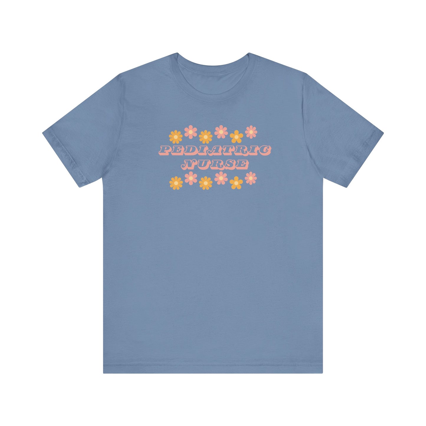 Retro flower power pediatric nurse Bella canvas tshirt, cute spring summer nurse shirt