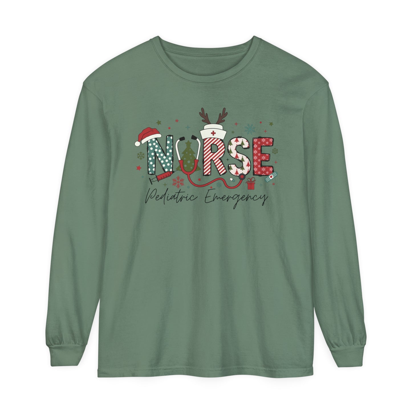 Pediatric Christmas sweatshirt, Festive shirt,Nurse Christmas Long Sleeve, comfort colors, perfect for groups!