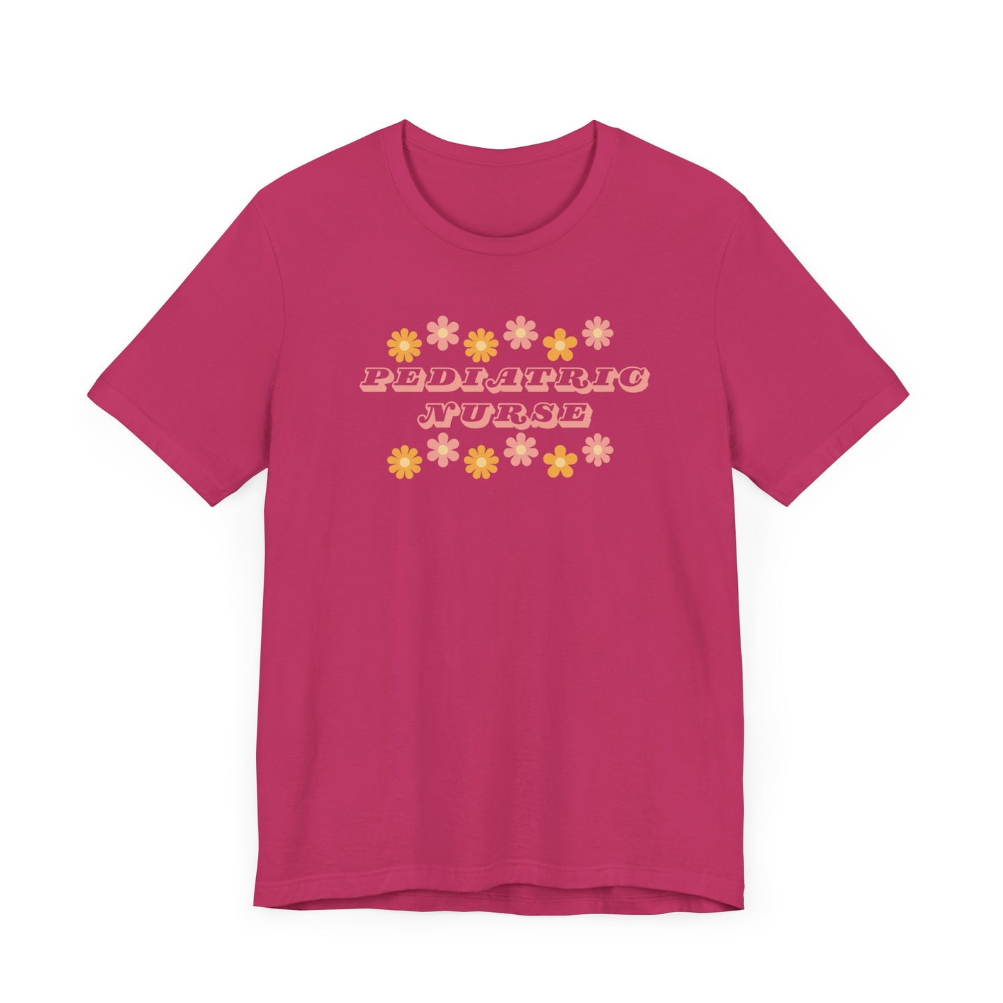 Retro flower power pediatric nurse Bella canvas tshirt, cute spring summer nurse shirt