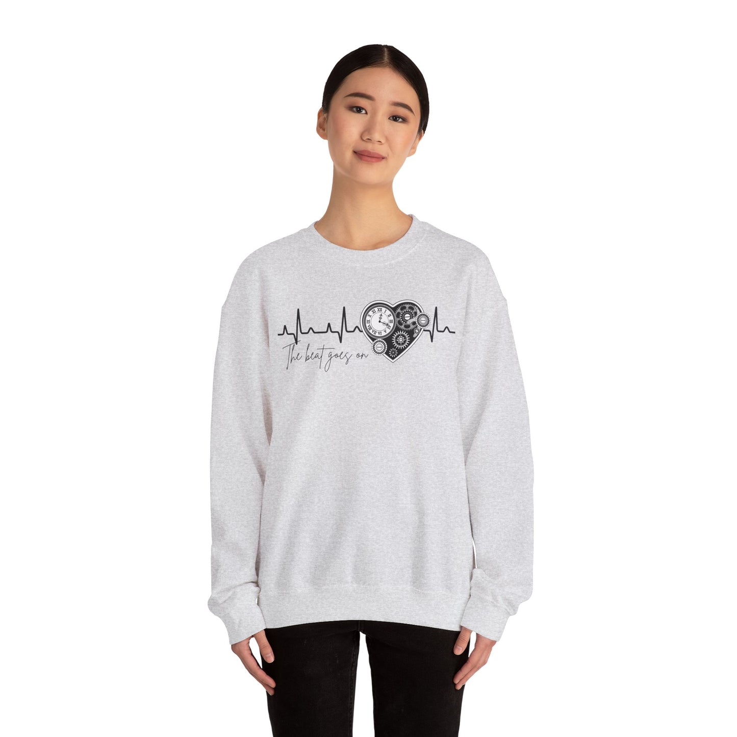 The beat goes on cardiology sweatshirt, cute and cozy mechanical heart gildan sweatshirt