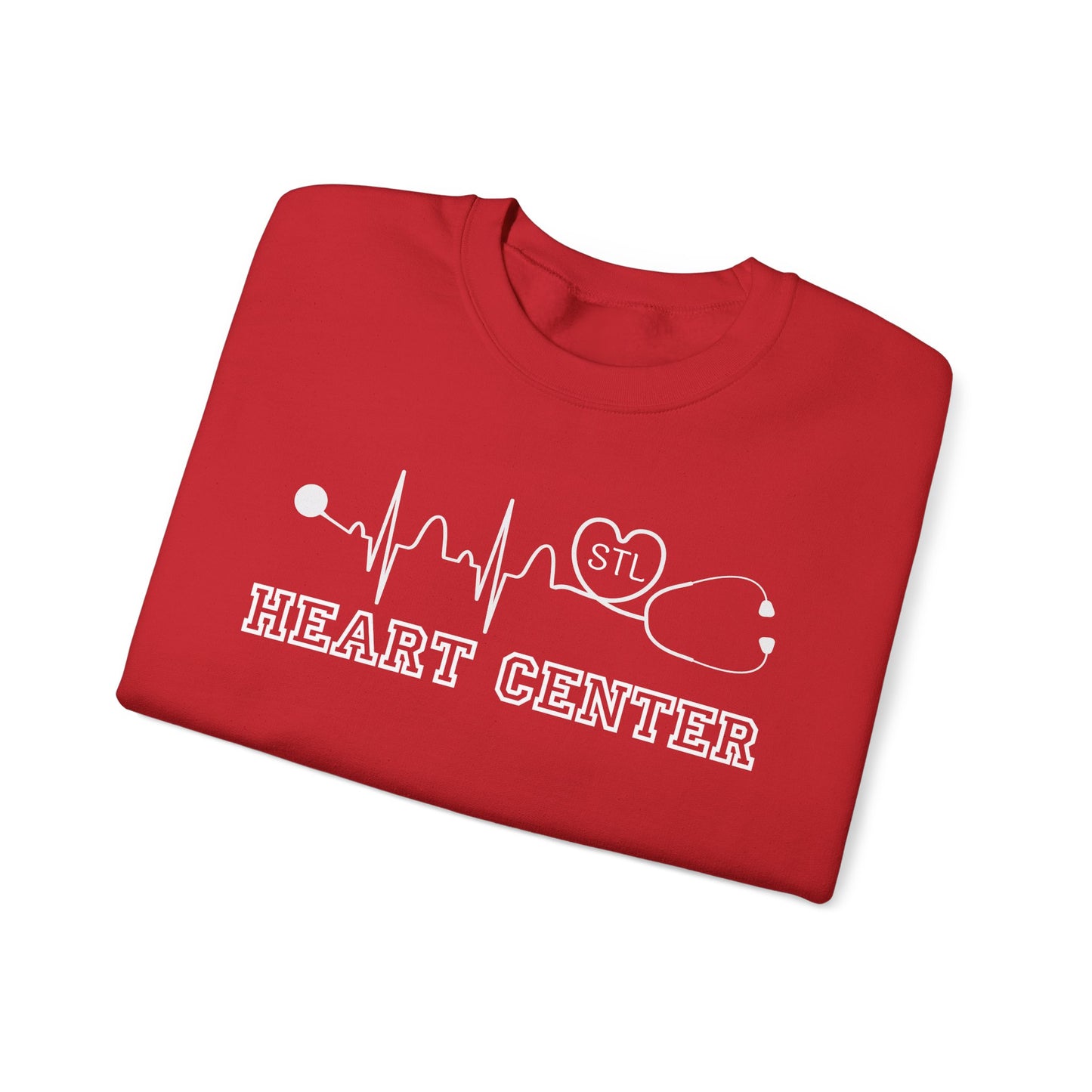 STL Heart Center EKG Gildan Sweatshirt, perfect to show you red and support heart disease!