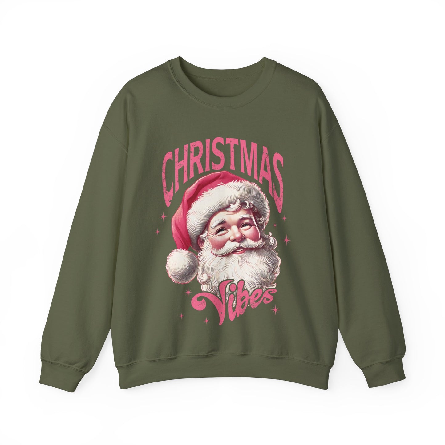 Pink Santa Christmas Vibes Sweatshirt, comfy cozy gildan sweatshirt