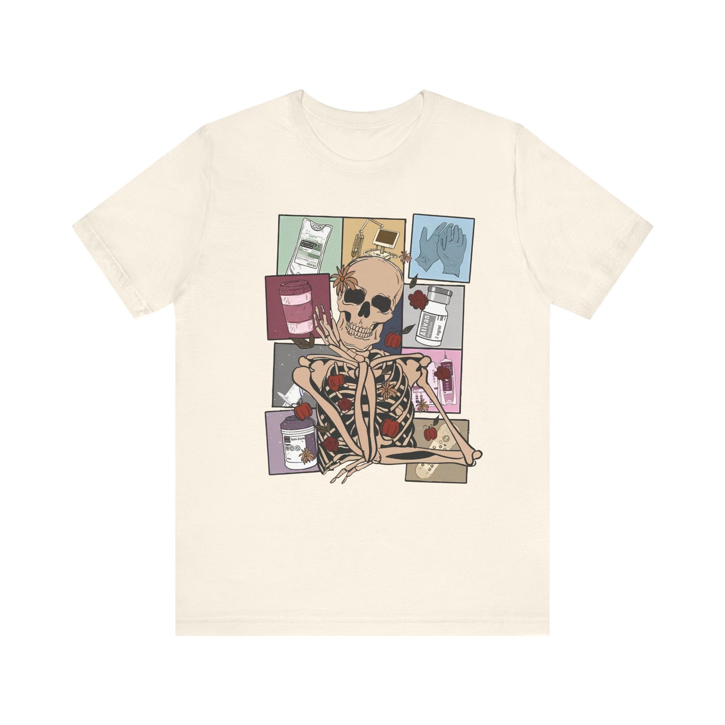 Funny skeleton nurse tshirt, Halloween sweatshirt, spooky season, ER RN, NICU nurse,  Halloween Nurse,, floral Halloween ghost,