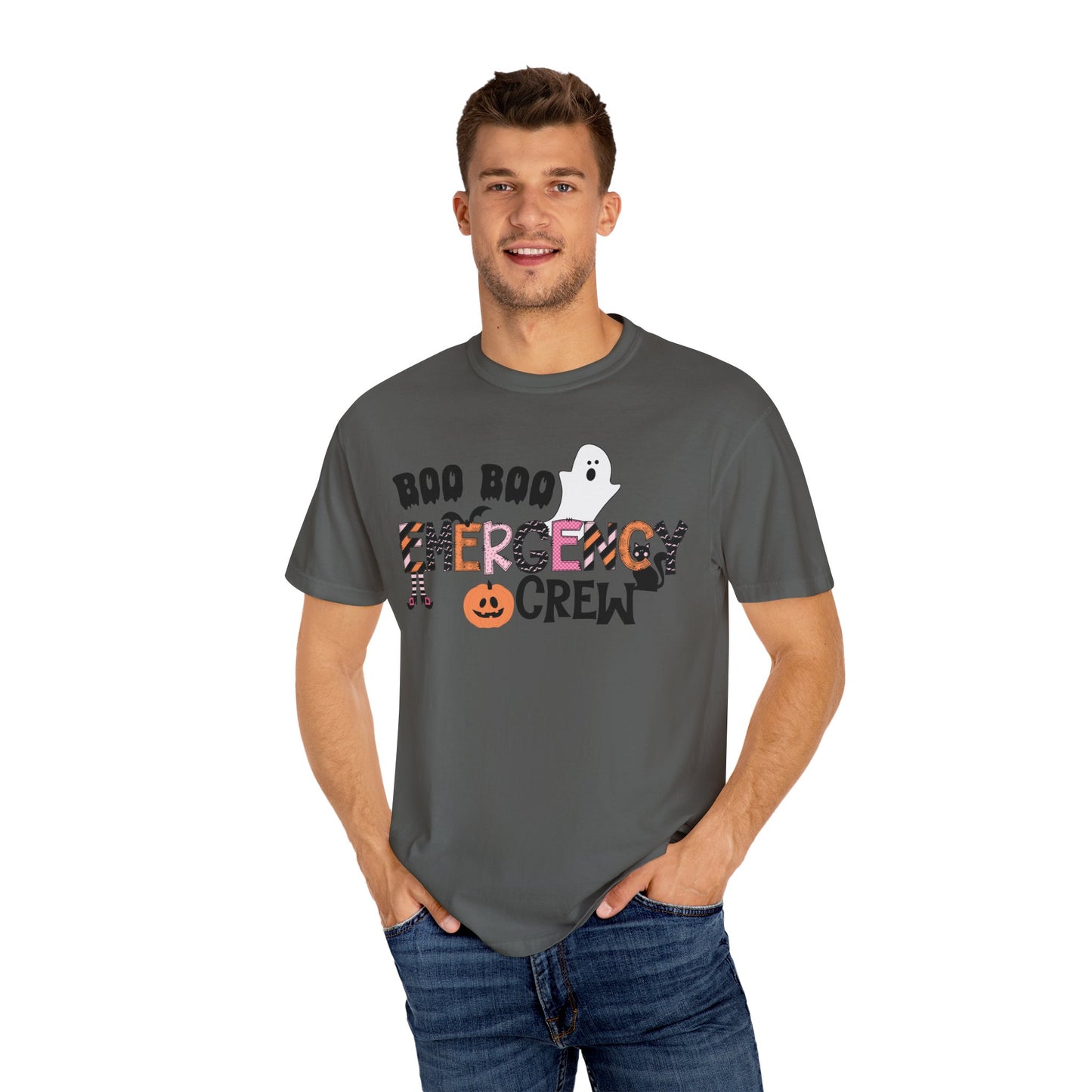 Boo boo crew nurse shirt, emergency nurse, RN Halloween shirt , comfort colors pink and orange ghost shirt, boo,  ER RN, medical shirt