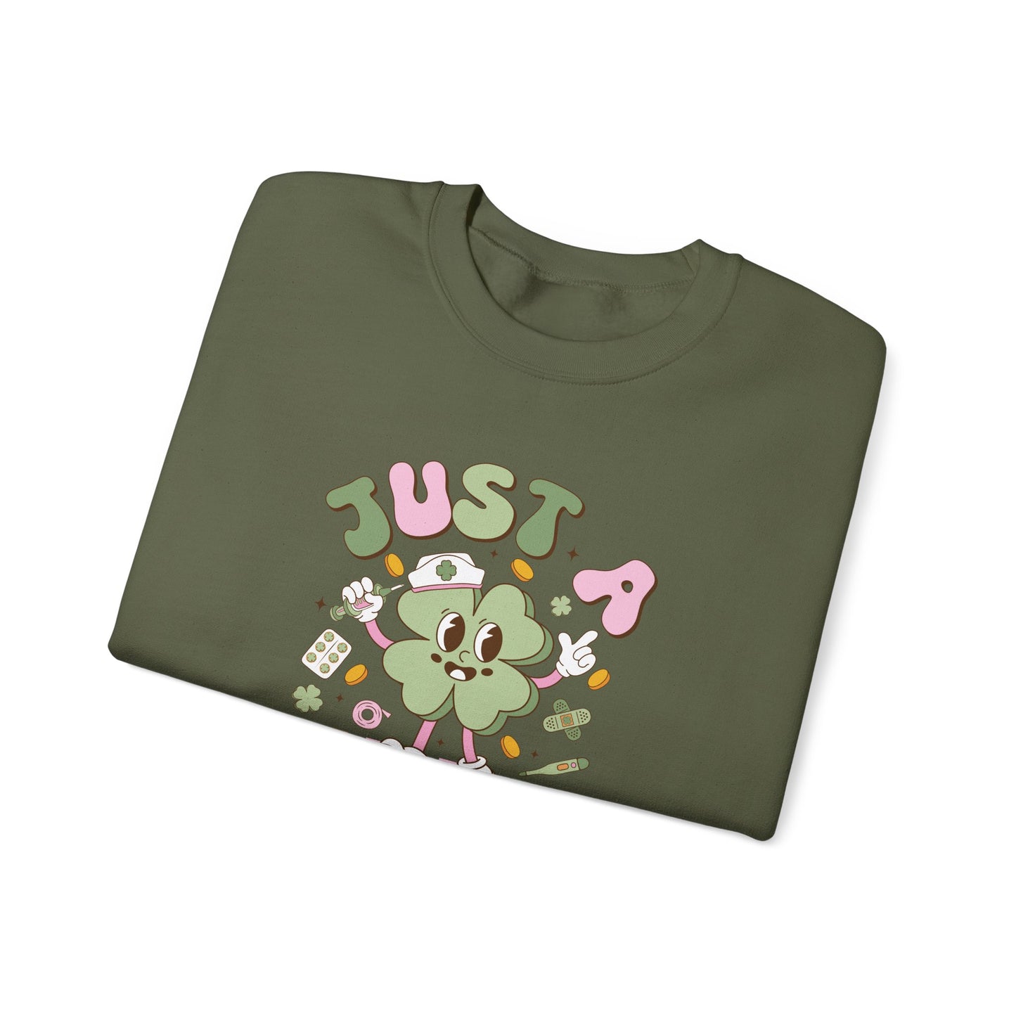 Just a little pinch Adorable Nurse St. Patricks Day Sweatshirt,  RN sweatershirt, ER Nurse, NICU Nurse, PICU nurse, clover, lucky nurse sweatshirt.