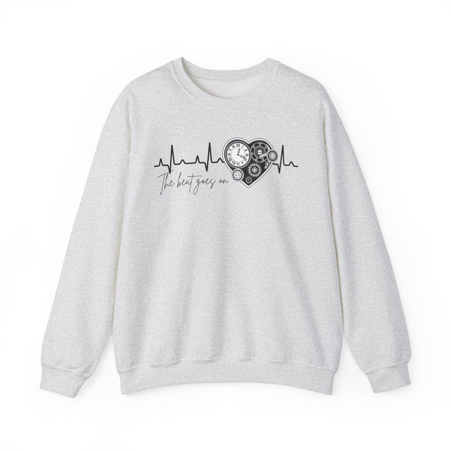 The beat goes on cardiology sweatshirt, cute and cozy mechanical heart gildan sweatshirt