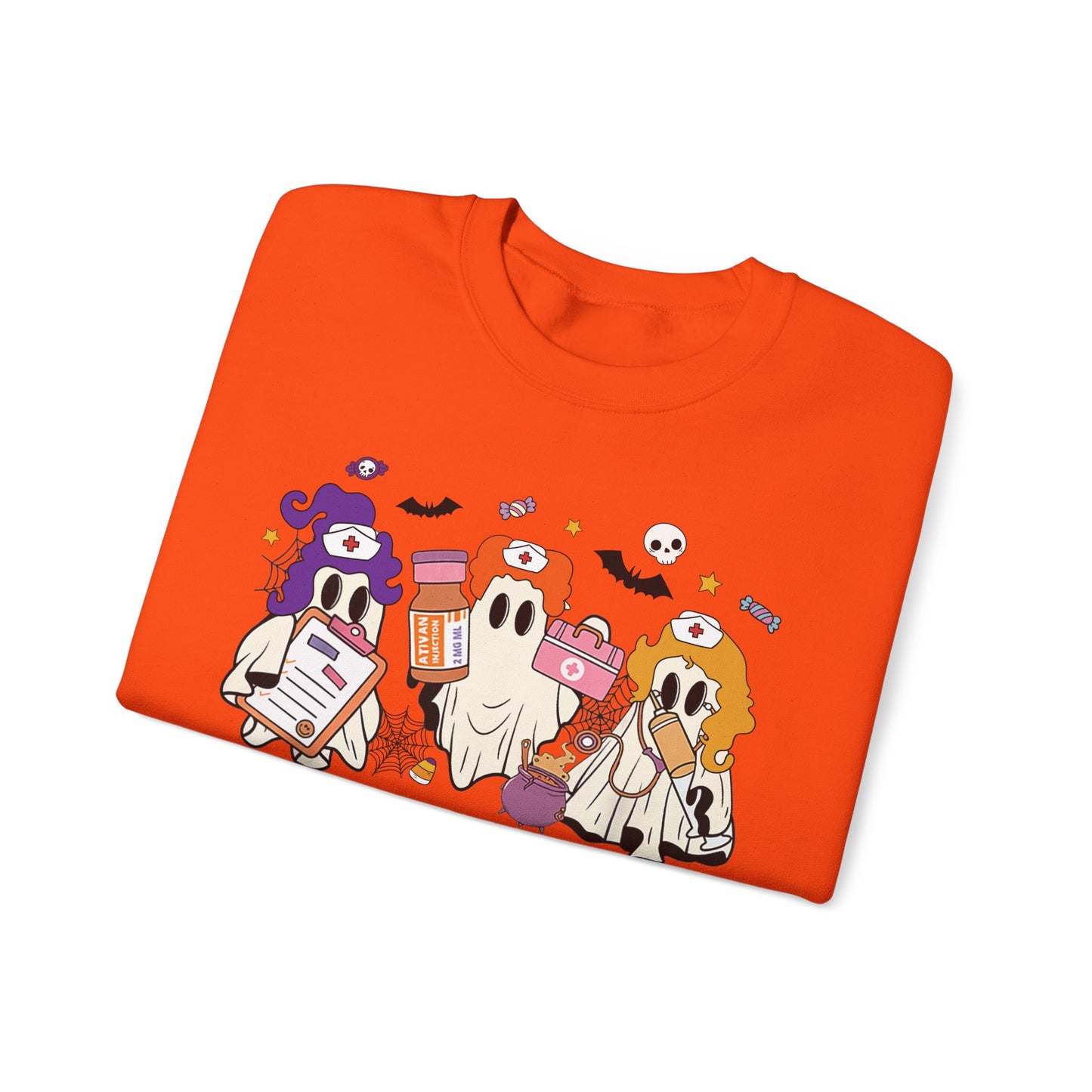 Funny Ghost pediatric nurse sweatshirt, Halloween sweatshirt, spooky season, ER RN, NICU nurse,  Halloween Nurse,, floral Halloween ghost,