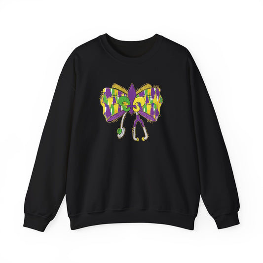 Mardi Gras  colorful bow Nurse Gildan Sweatshirt