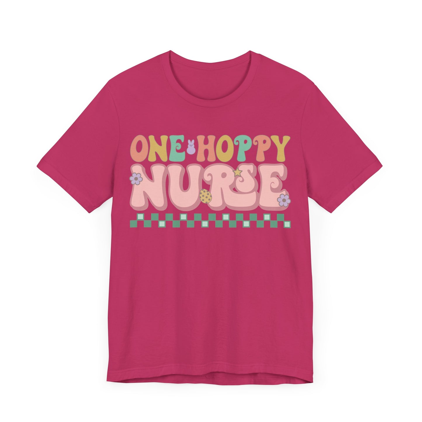 One Hoppy Nurse Easter Women Shirt, Retro Chick, Nurse shirt, teacher shirt, Easter nurse, punny shirt, funny woman shirt.
