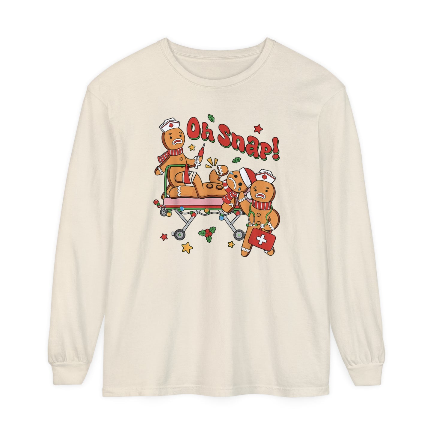 Christmas Nurse Long Sleeve, Funny Oh Snap Gingerbread Nurse Shirt, comfort colors long sleeve, gift for any nurse this Holiday Season!