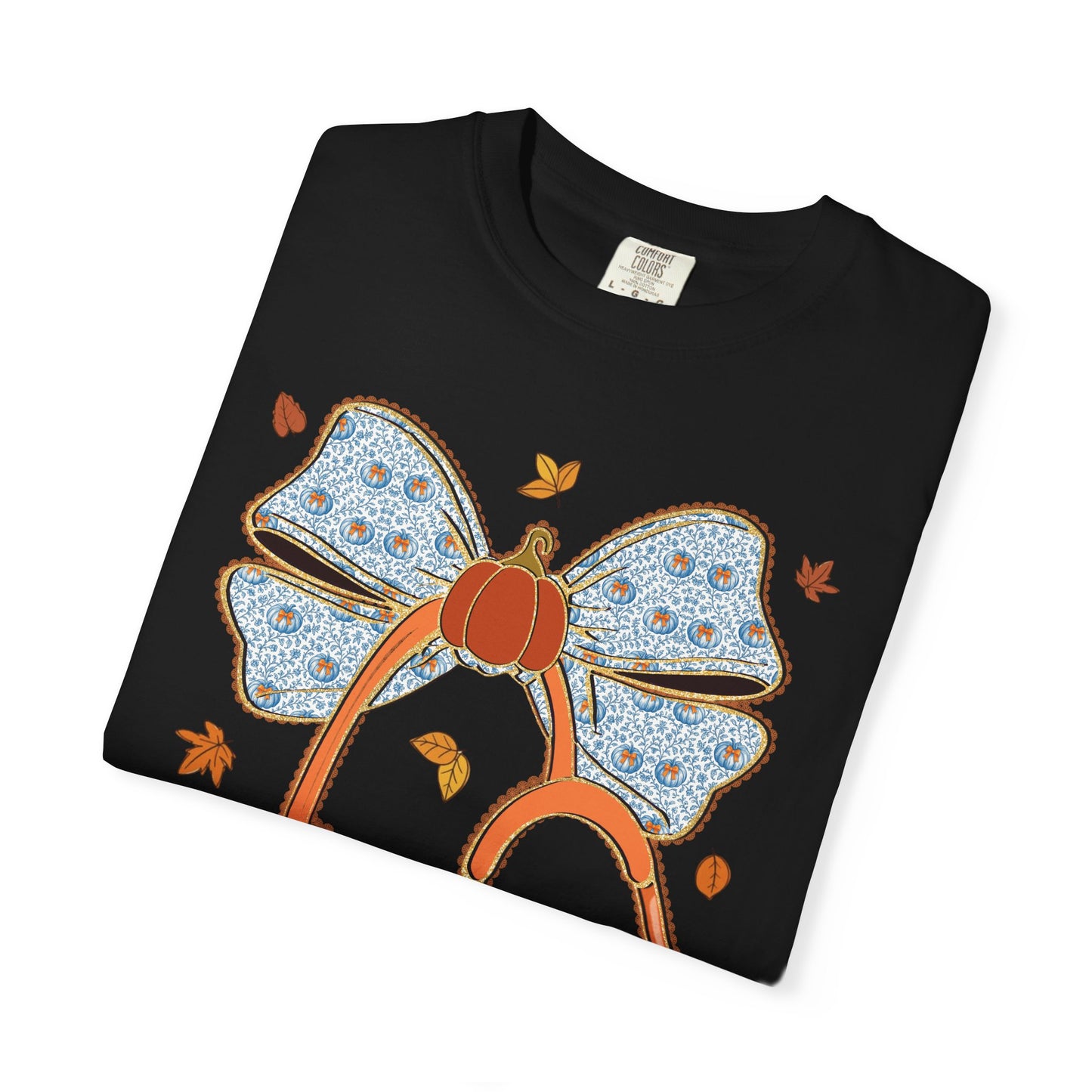 Stethoscope Bow PedsNurse Stethoscope heart, fall shirt, gift for nurse,cute holiday shirt, comfort colors, thanksgiving shirt