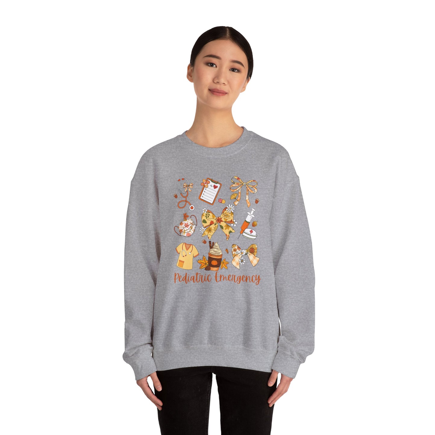 Cute Fall Pediatric Emergency Sweatshirt for all Fall Months, Nurse shirt, gift for nurse, coquette bow, everything fall