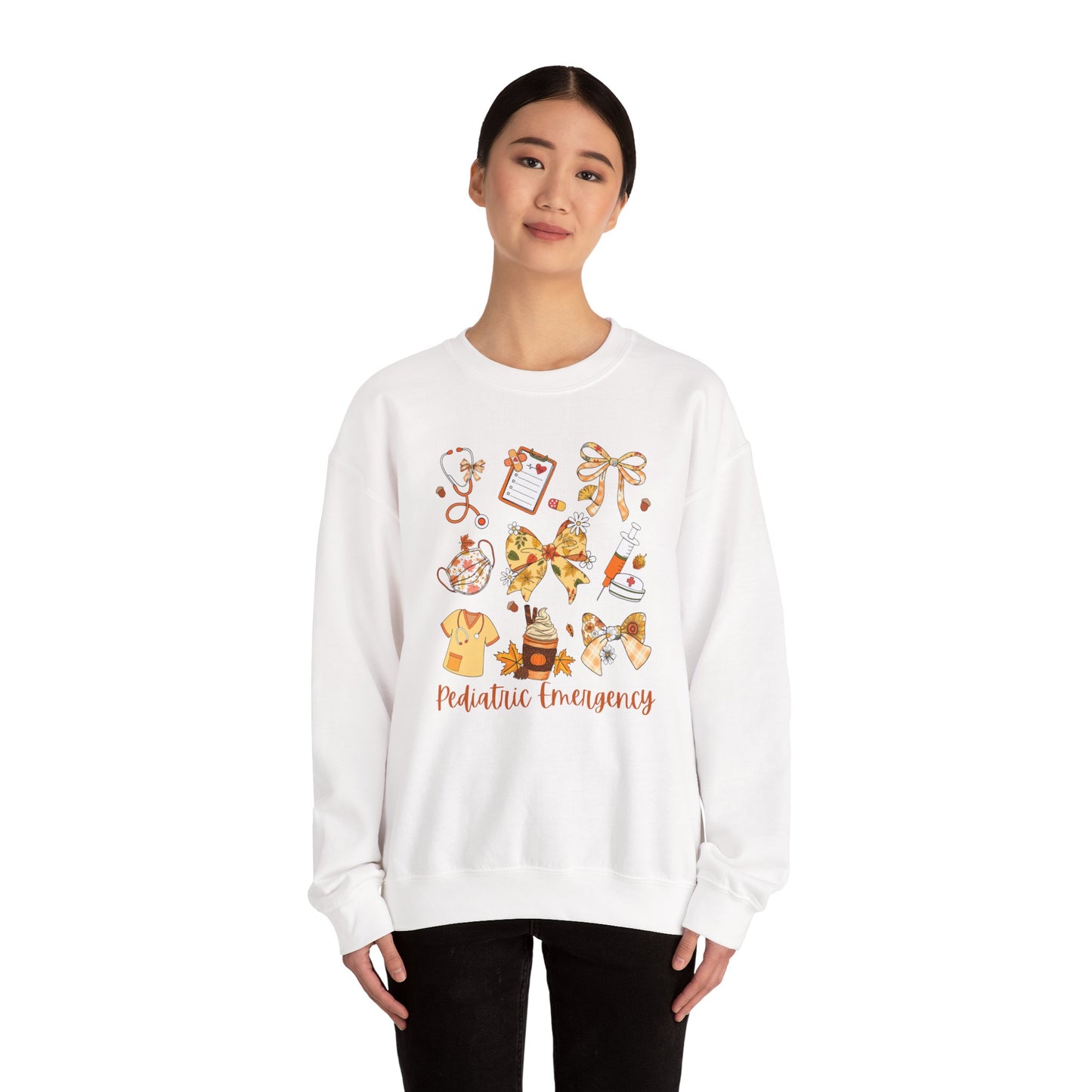 Cute Fall Pediatric Emergency Sweatshirt for all Fall Months, Nurse shirt, gift for nurse, coquette bow, everything fall