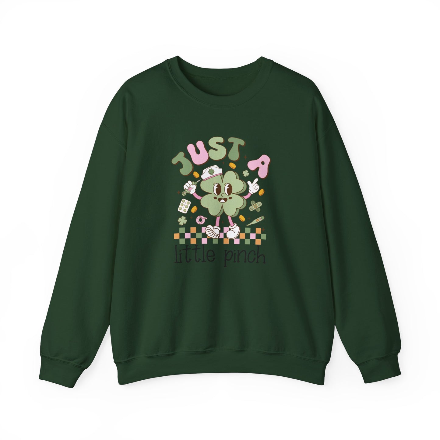 Just a little pinch Adorable Nurse St. Patricks Day Sweatshirt,  RN sweatershirt, ER Nurse, NICU Nurse, PICU nurse, clover, lucky nurse sweatshirt.