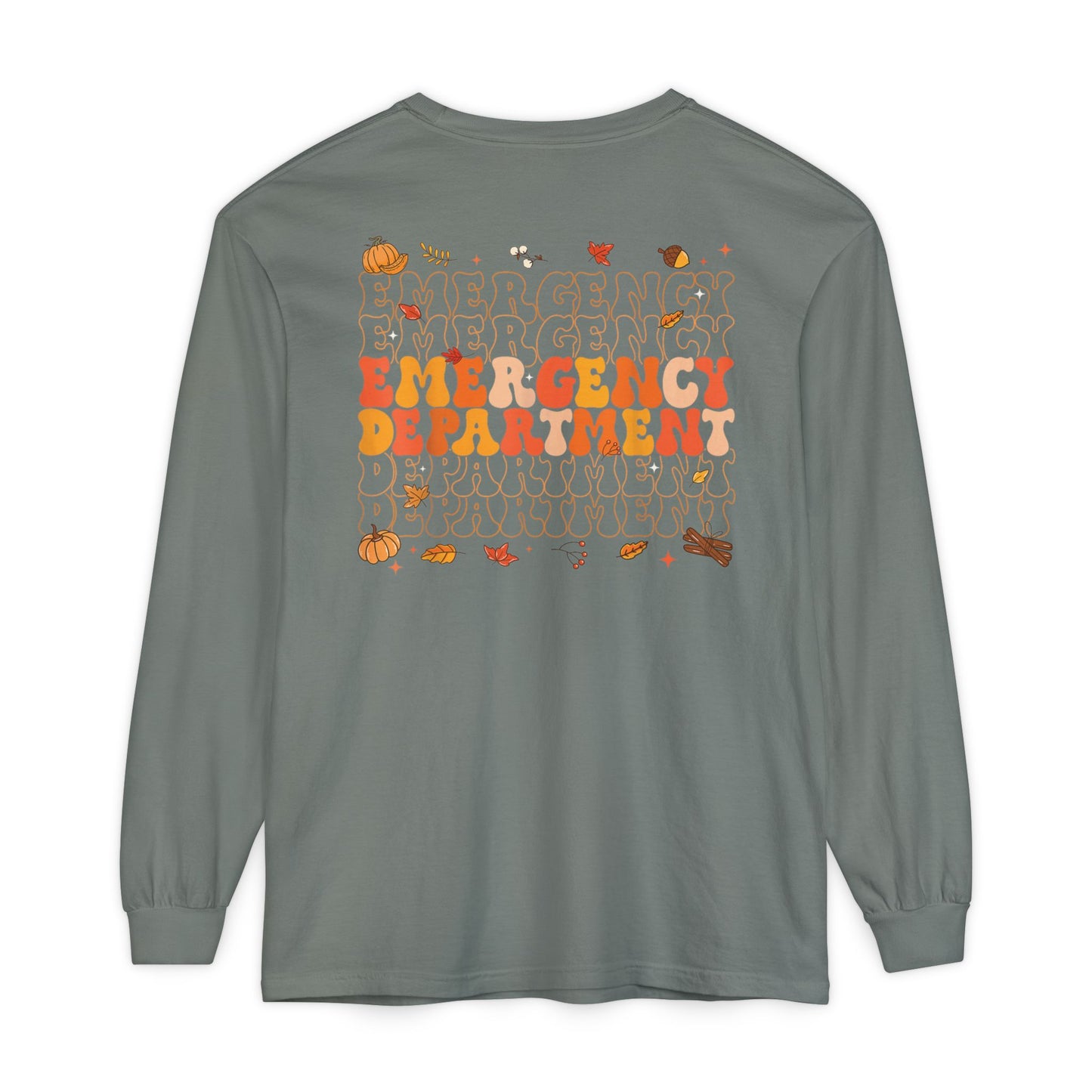Turkey front ED sign, thanksgiving theme ED Nurse longsleeve , pediatric nurse shirt, comfort colors turkey nurse shirt, Peds nurse,fall nurse shirt