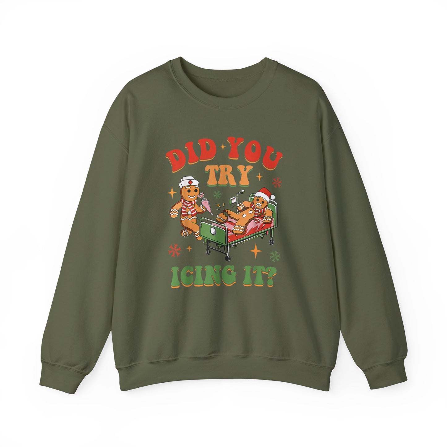 Did You Try Icing It? Funny Christmas  Nurse Sweatshirt, Funny gingerbread nurse sweatshirt, Pediatric nurse  sweatshirt, Holiday Sweatshirt