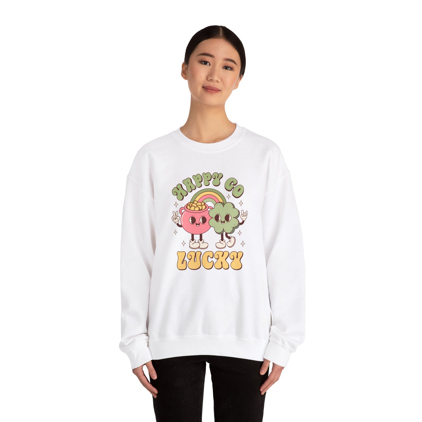 Happy Go Lucky St. Patricks Day sweatshirt, St. Pattys Nurse sweatshirt, ED RN, NICU, Teacher, Nurse Sweatshirt, Retro St. Pattys