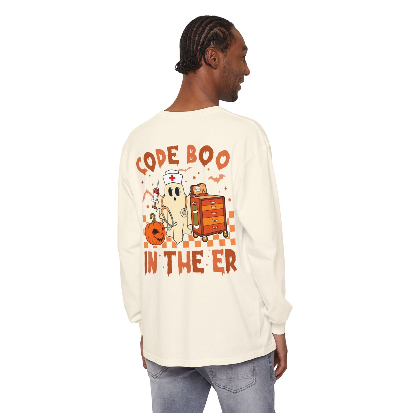 Code Boo in the ER, pediatric nurse Halloween shirt,, Comfort colors ghost nurse shirt, Peds nurse , Spooky nurse shirt