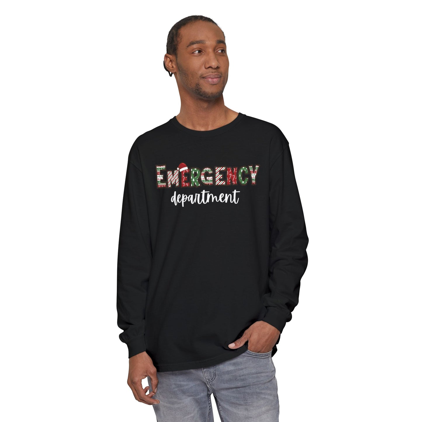 Comfort colors Christmas emergency department long sleeve, get festive with your coworkers !