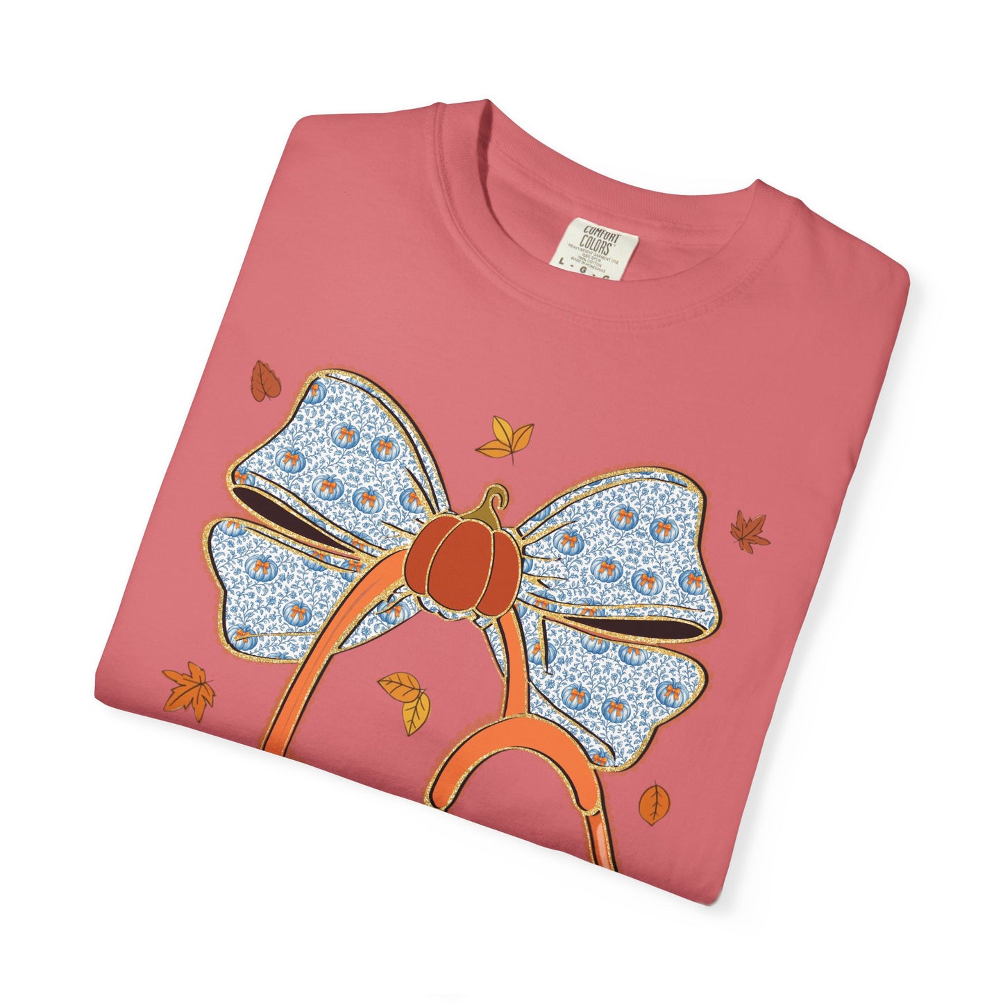 Stethoscope Bow PedsNurse Stethoscope heart, fall shirt, gift for nurse,cute holiday shirt, comfort colors, thanksgiving shirt