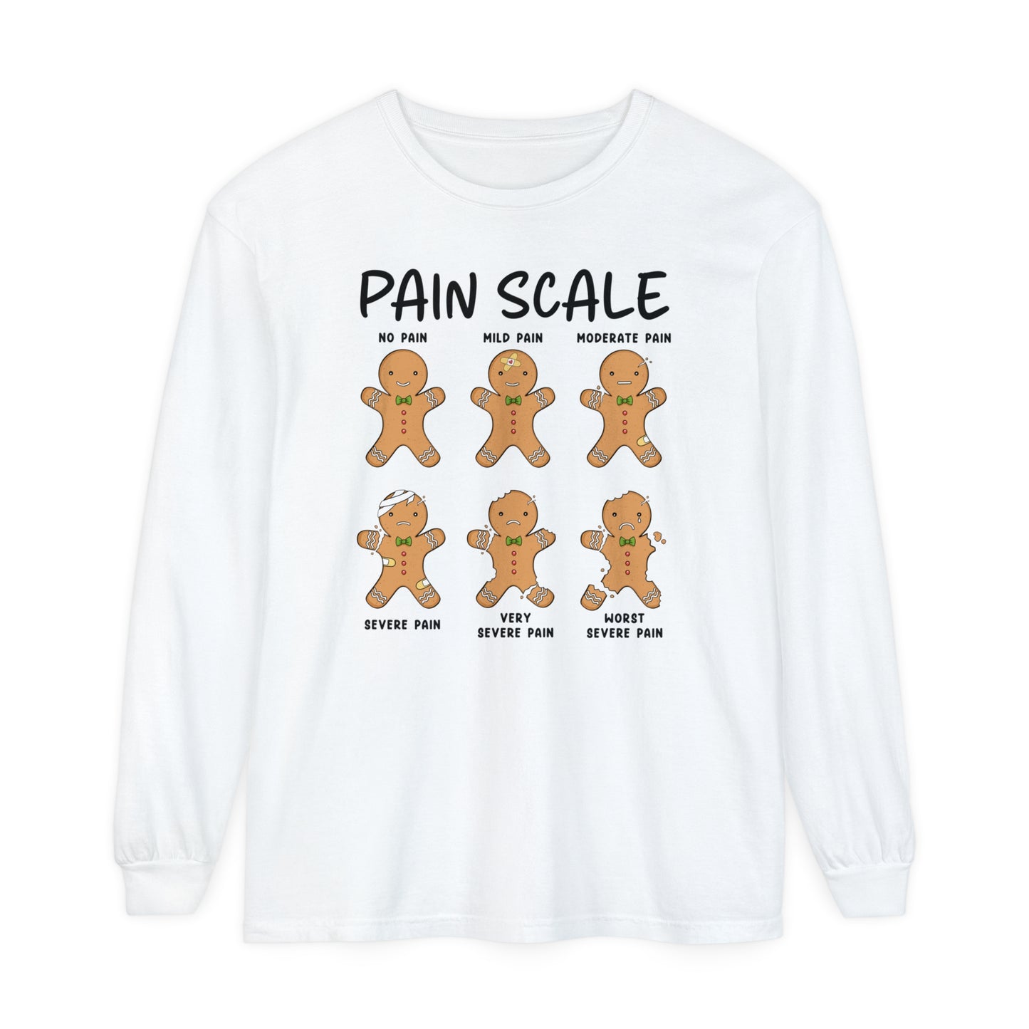 Christmas Nurse  Shirt, Gingerbread Nurse Shirt, Pain Scale, funny nurse Christmas Long Sleeve, Nurse Christmas, Christmas comfort colors,