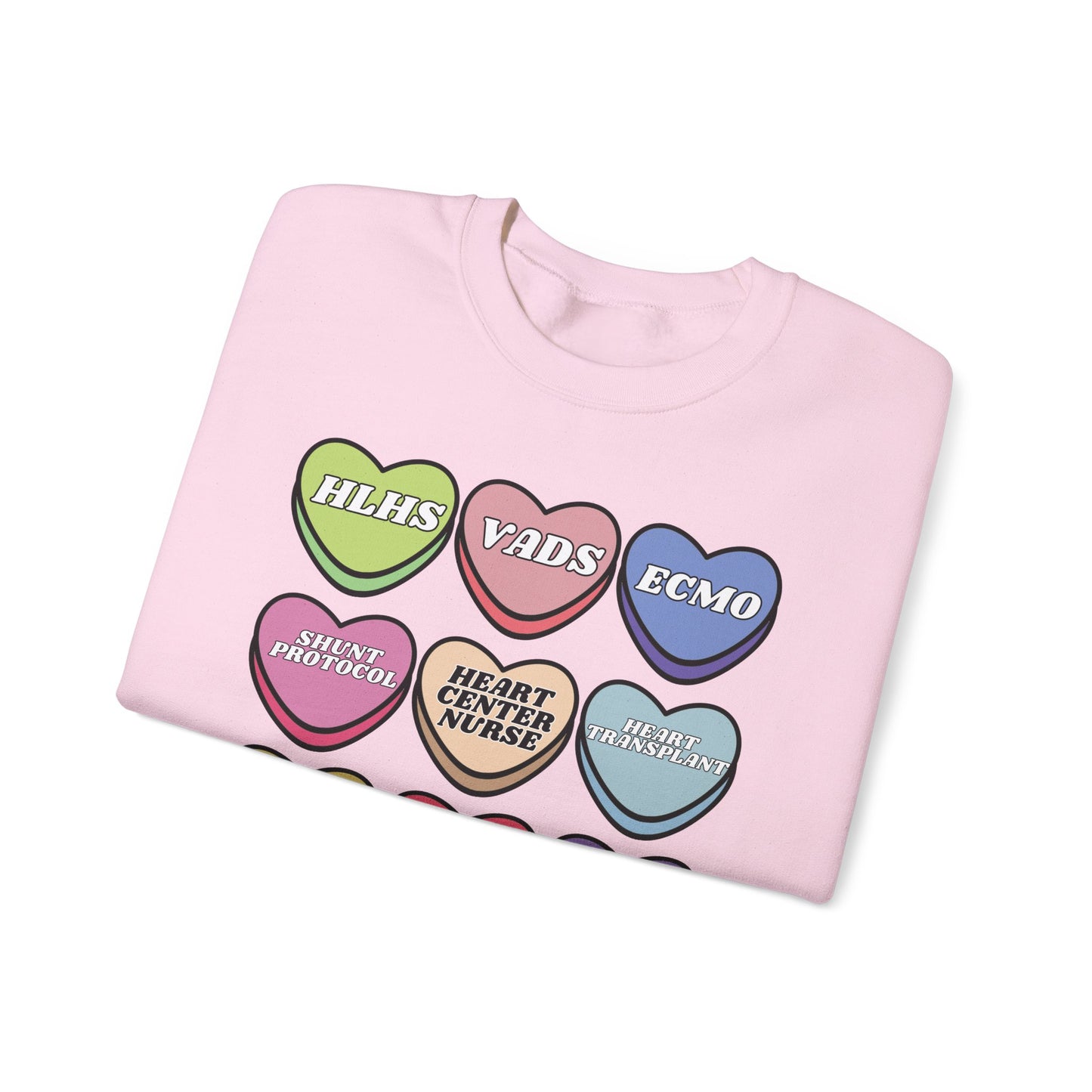 Heart Center Nurse Valentine’s Day Sweatshirt, Cute Candy Heart Sayings, match your coworkers this Valentine’s Day