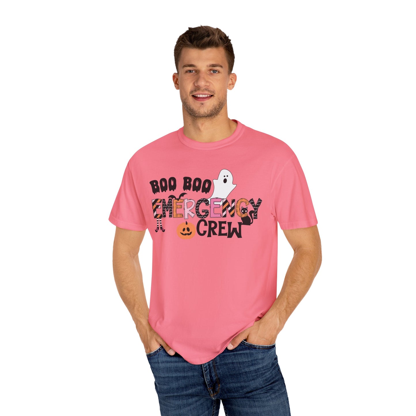 Boo boo crew nurse shirt, emergency nurse, RN Halloween shirt , comfort colors pink and orange ghost shirt, boo,  ER RN, medical shirt