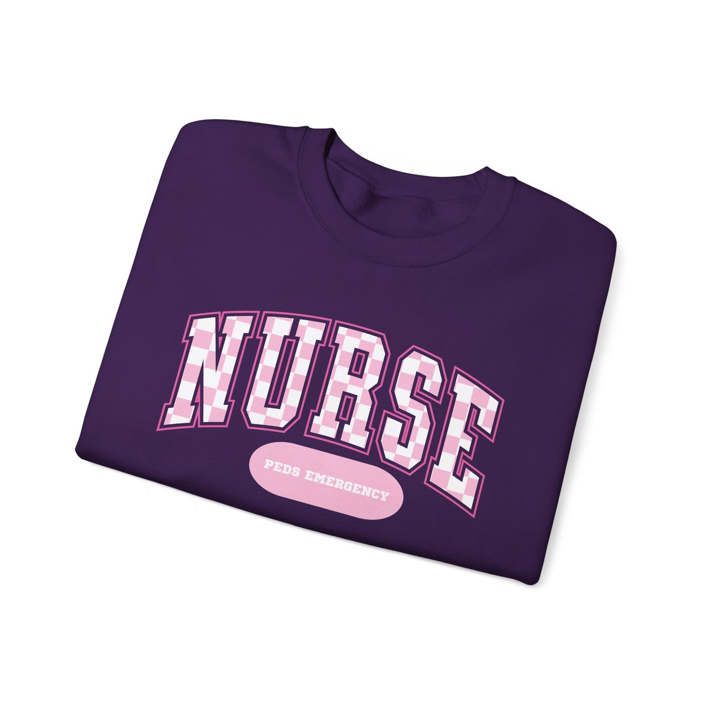 Retro Checkered Peds Emergency Varsity Letter Nurse Sweatshirt