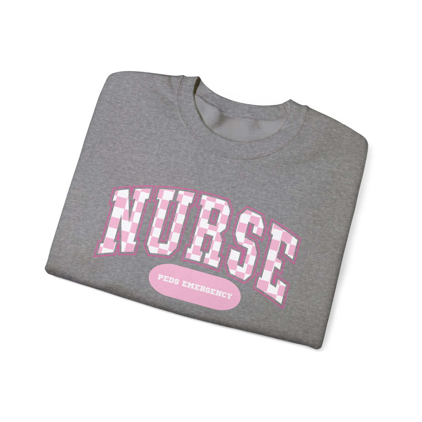 Retro Checkered Peds Emergency Varsity Letter Nurse Sweatshirt