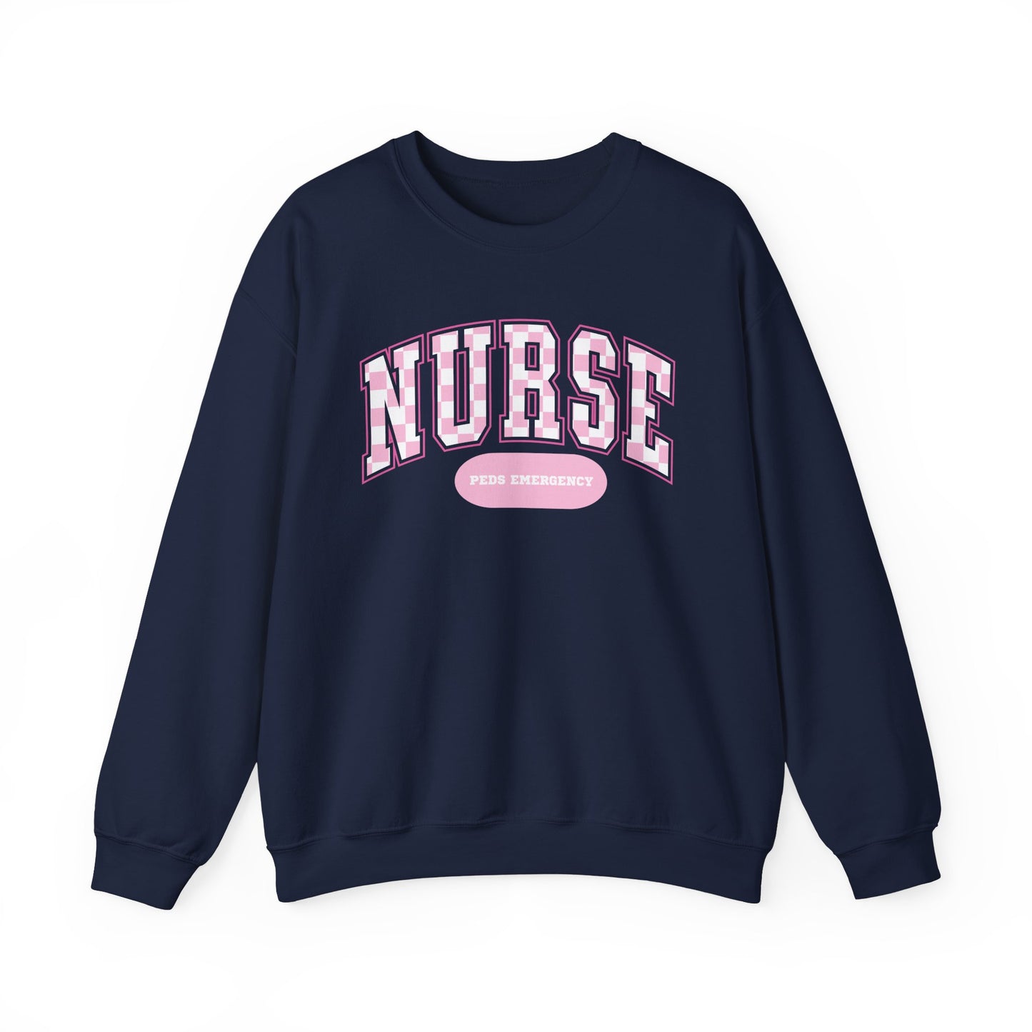 Retro Checkered Peds Emergency Varsity Letter Nurse Sweatshirt