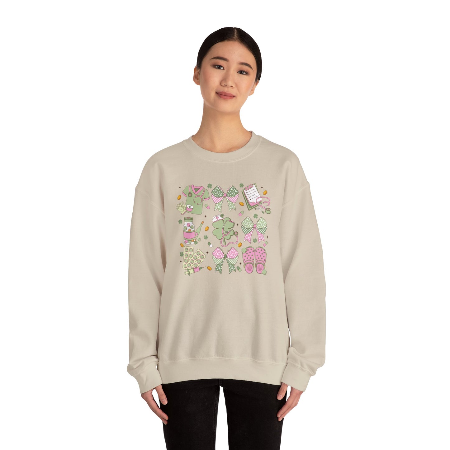 Adorable Nurse St. Patricks Day Sweatshirt,  RN sweatershirt, ER Nurse, NICU Nurse, PICU nurse, clover, lucky nurse sweatshirt.