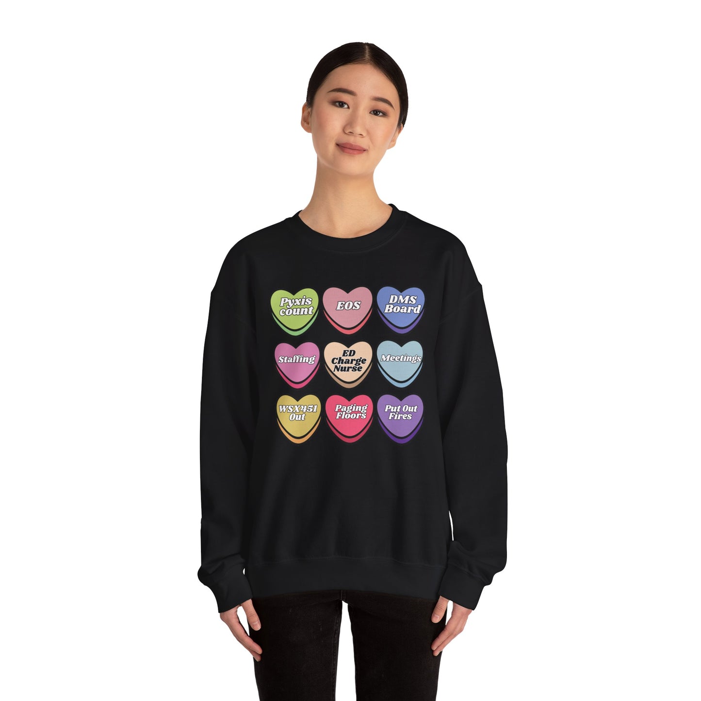 ED Charge Candy heart sweatshirt, perfect for Valentines Day ! Customize for your unit !