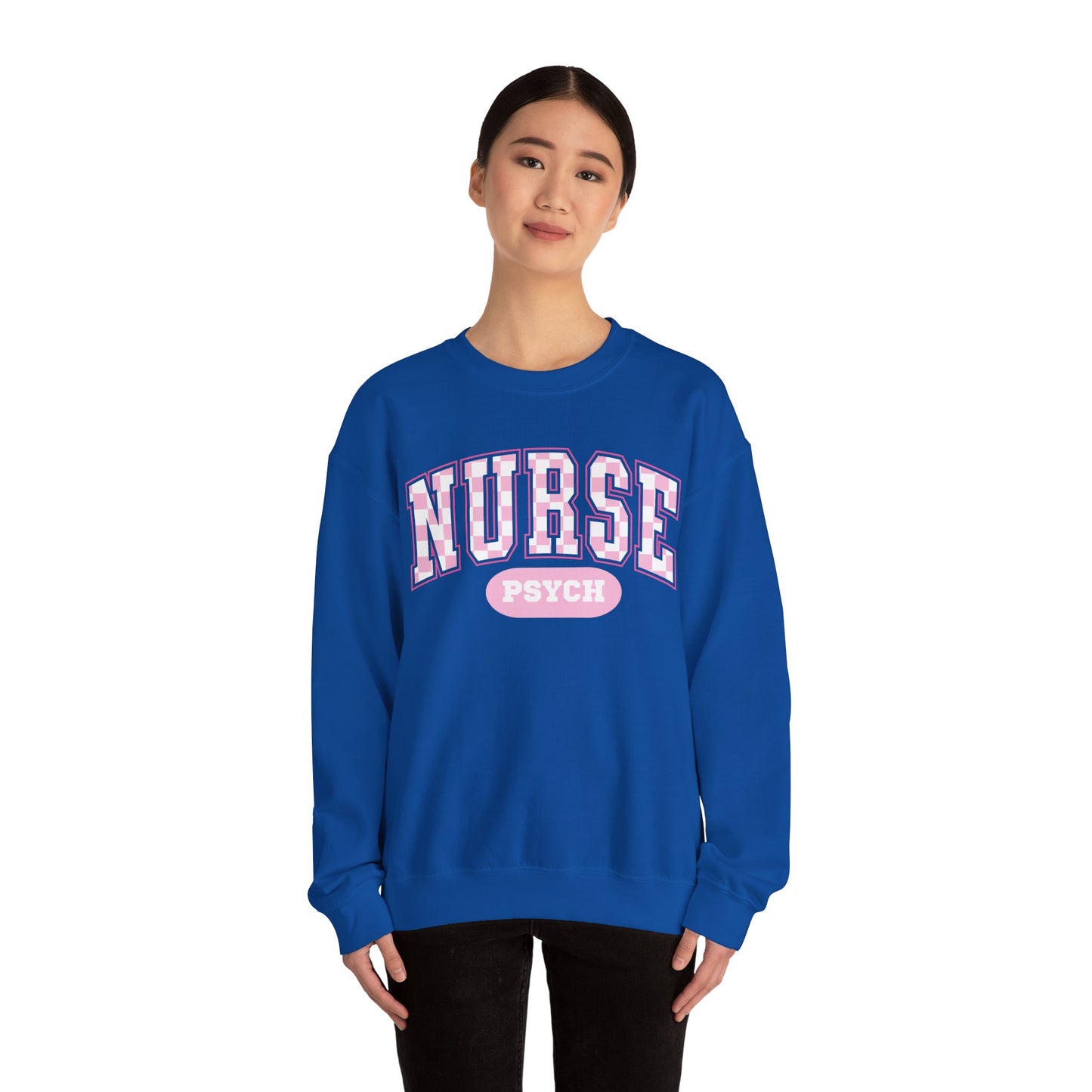 Psych Nurse Retro Checkered Varsity Letter Nurse Sweatshirt
