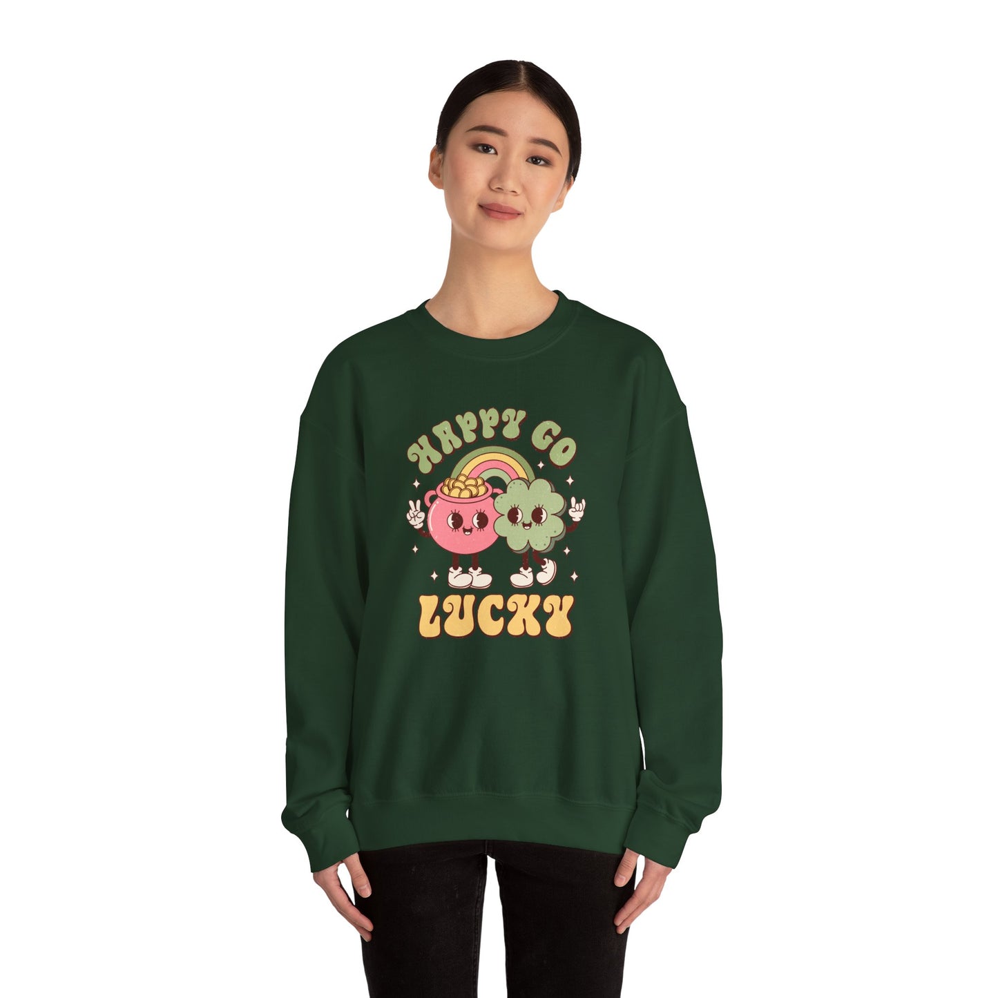 Happy Go Lucky St. Patricks Day sweatshirt, St. Pattys Nurse sweatshirt, ED RN, NICU, Teacher, Nurse Sweatshirt, Retro St. Pattys