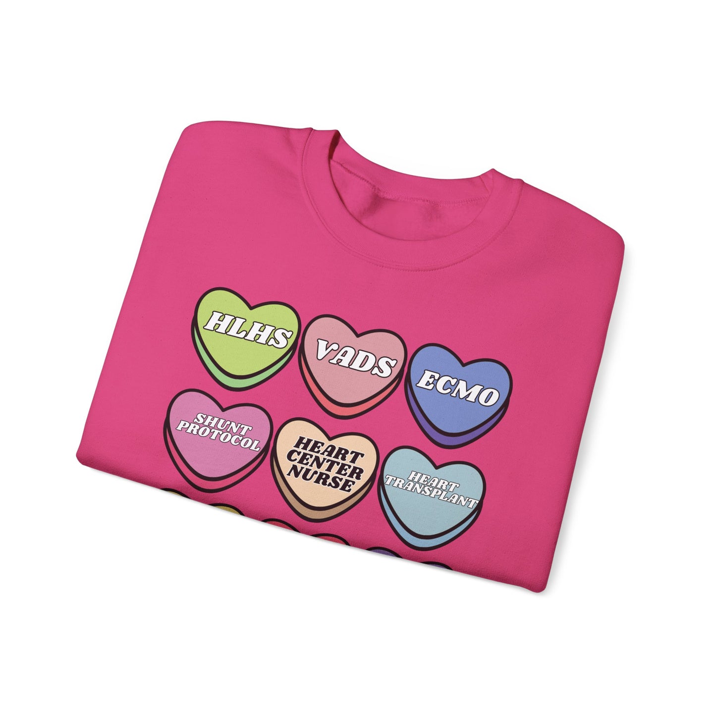 Heart Center Nurse Valentine’s Day Sweatshirt, Cute Candy Heart Sayings, match your coworkers this Valentine’s Day