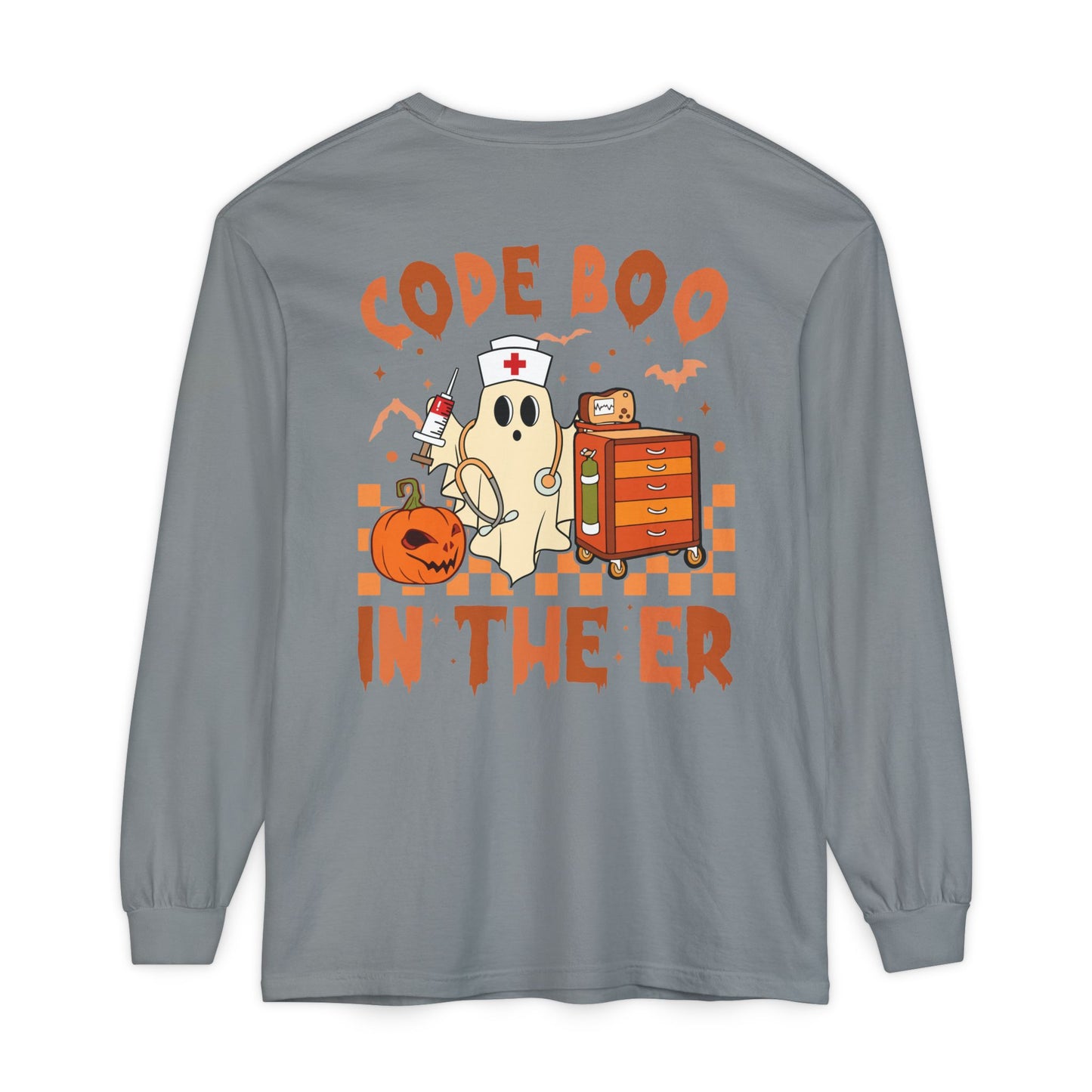 Code Boo in the ER, pediatric nurse Halloween shirt,, Comfort colors ghost nurse shirt, Peds nurse , Spooky nurse shirt